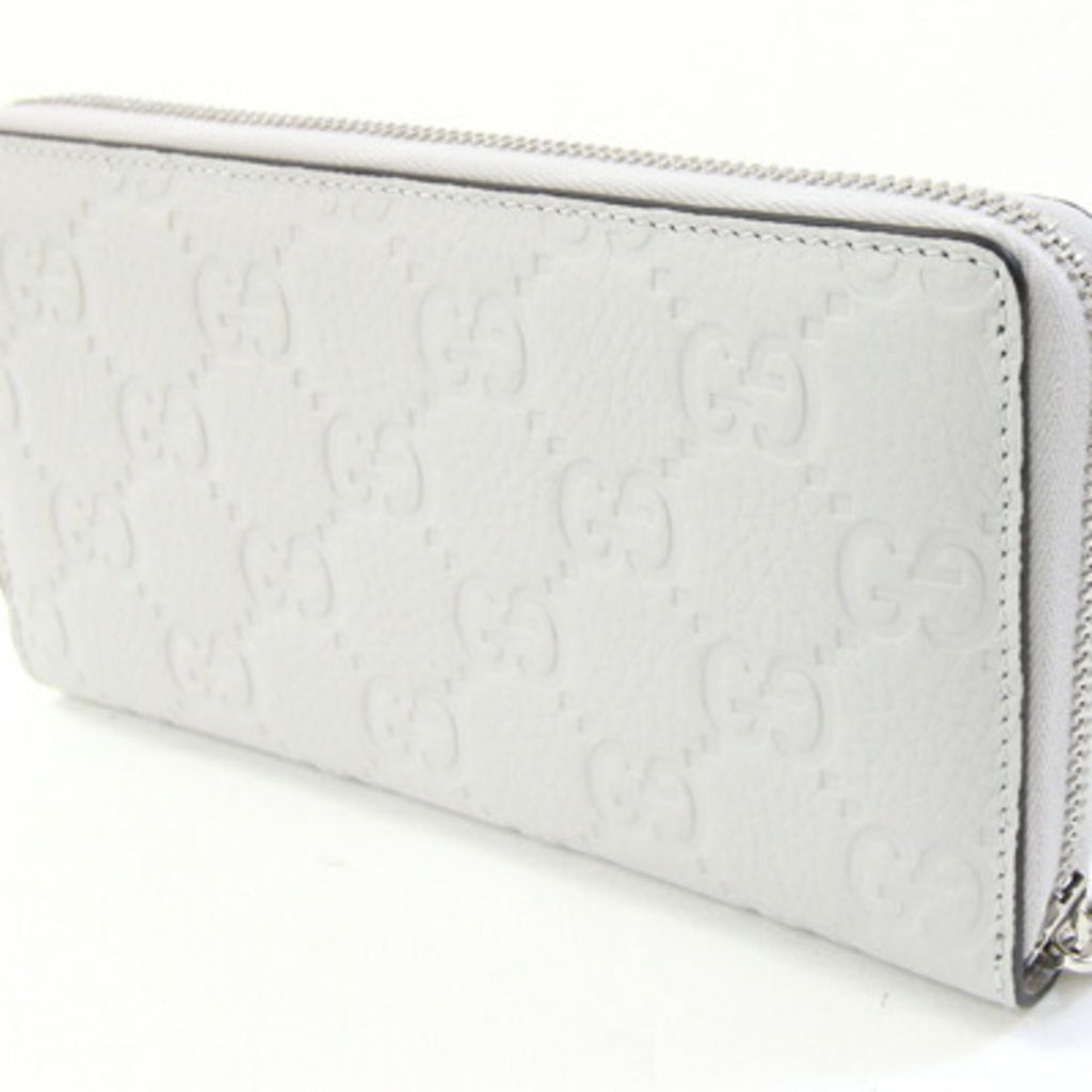 Gucci Light Gray Leather Long Wallet (Bi-Fold) (Pre-Owned)