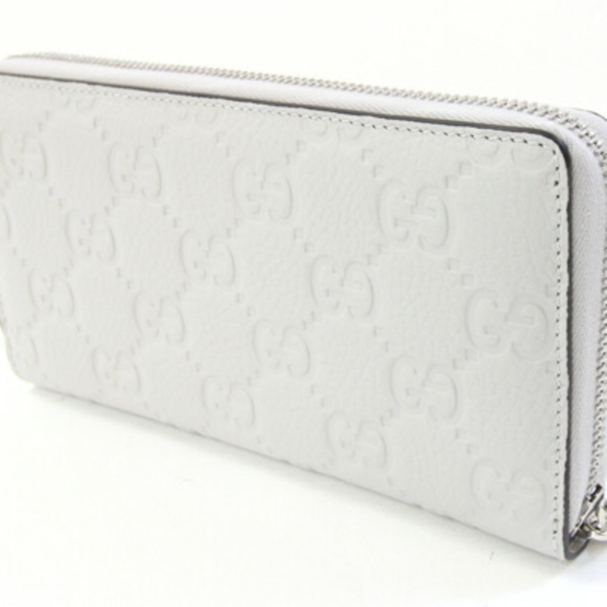 Gucci Light Gray Leather Long Wallet (Bi-Fold) (Pre-Owned)
