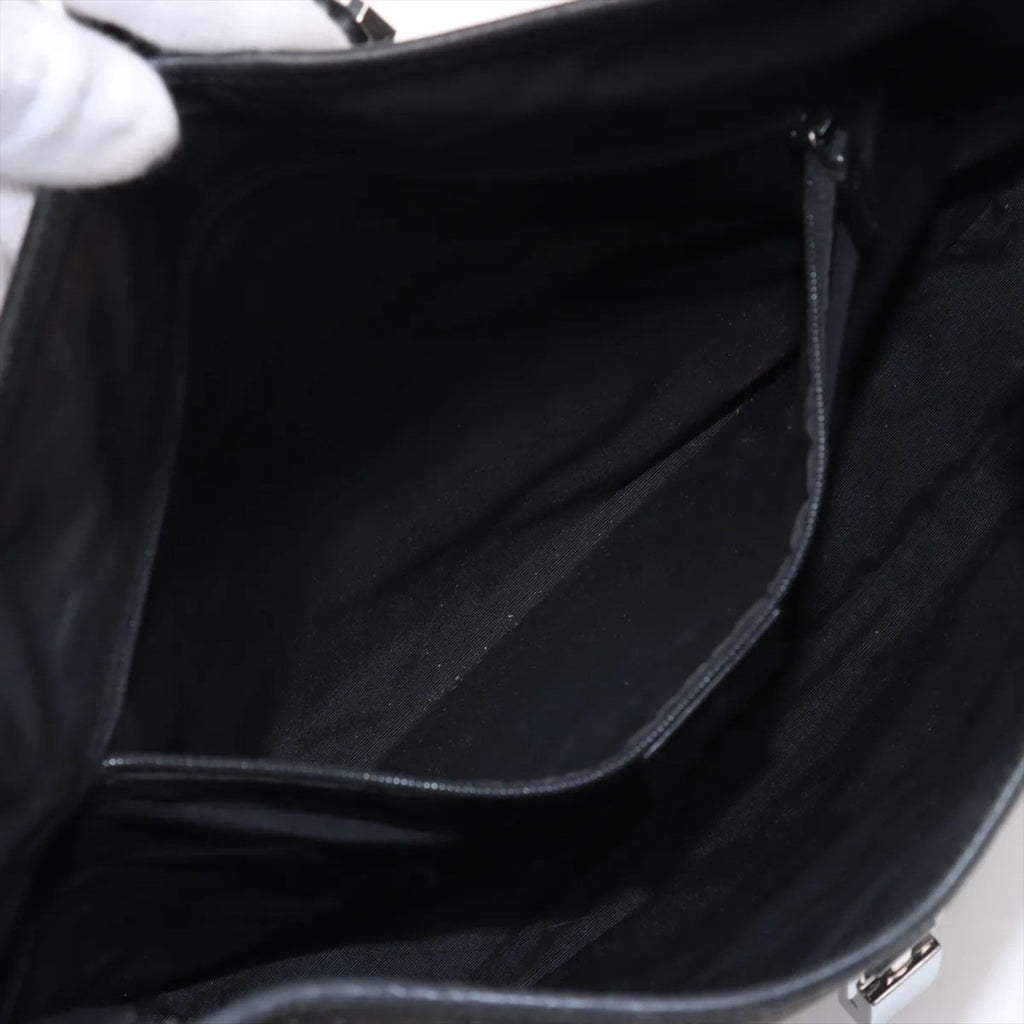 Gucci Black Leather Canvas Shoulder Bag (Pre-Owned)