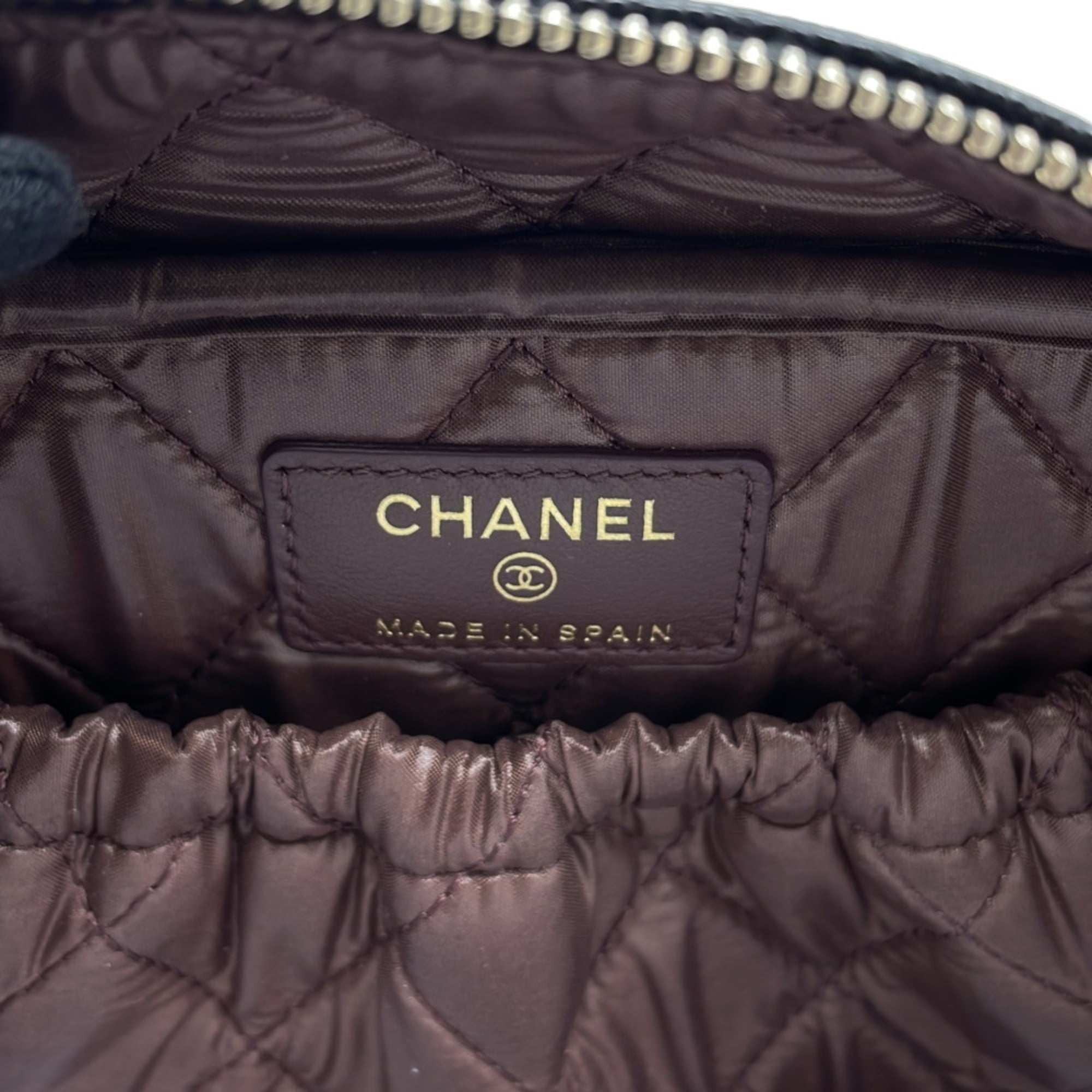 Chanel Matelasse Black Grained Calfskin Pouch (Pre-Owned)