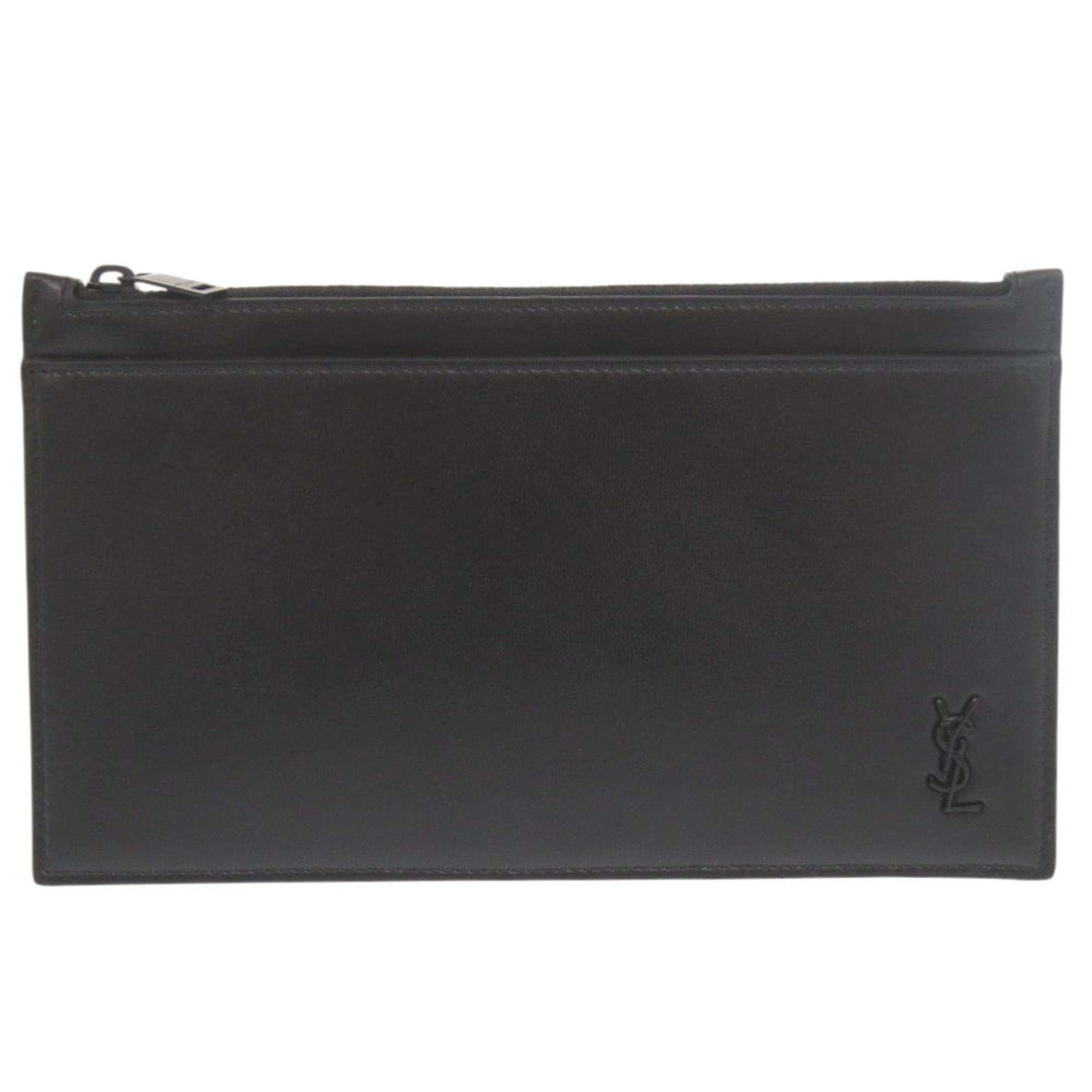 Saint Laurent Black Leather Clutch Bag Pouch (Pre-Owned)