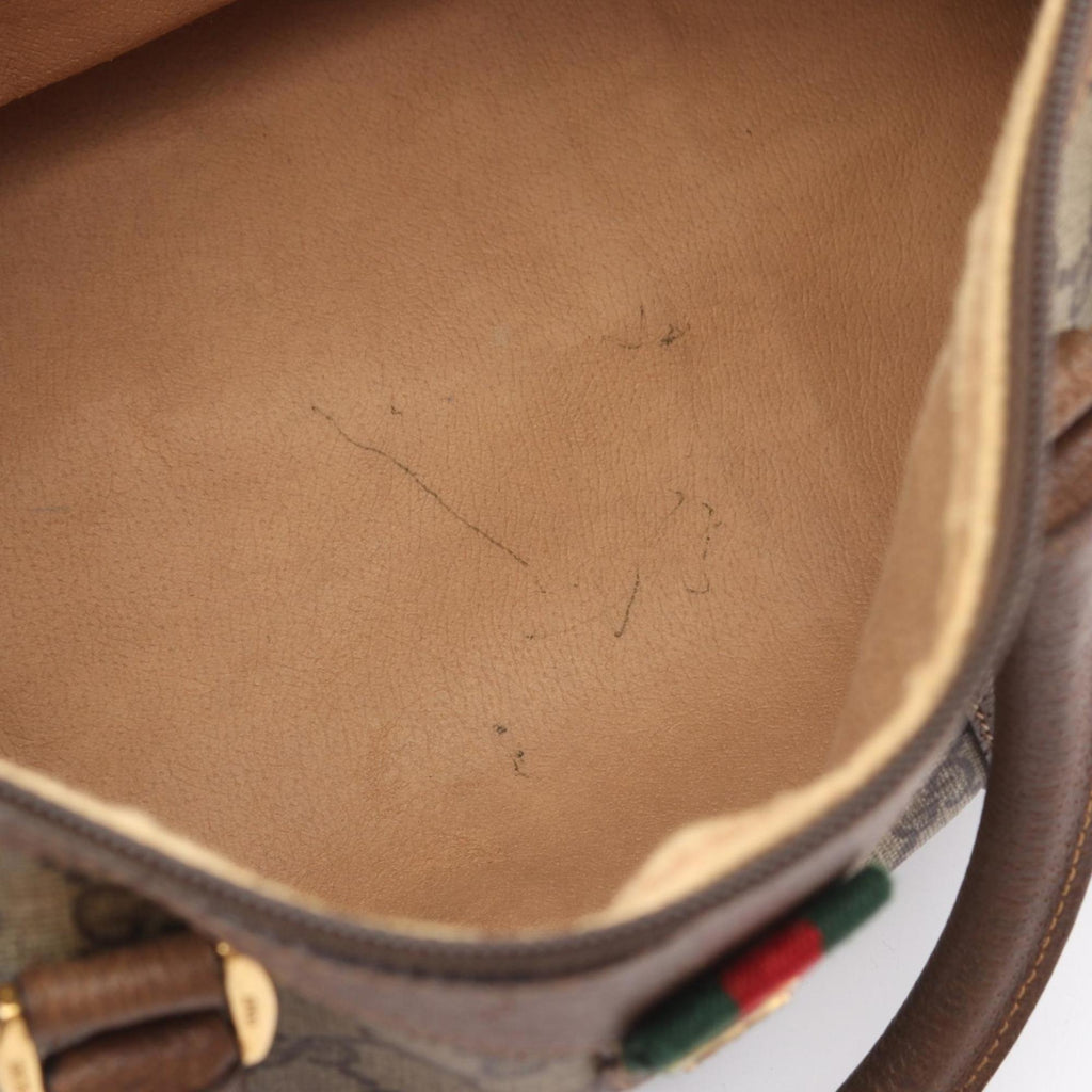 Gucci Beige Brown Pvc Coated Canvas Leather Handbag (Pre-Owned)
