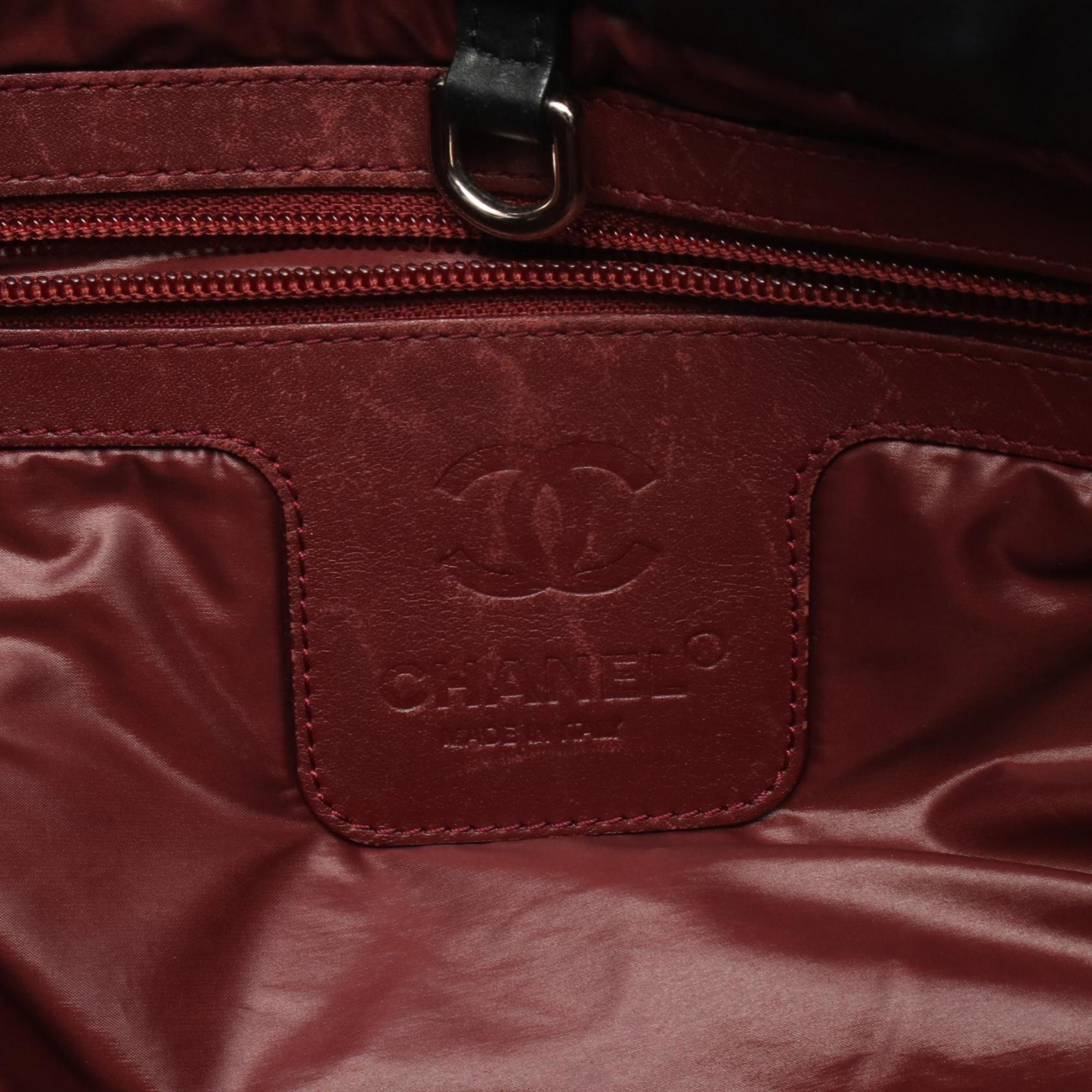 Chanel Black Bordeaux Nylon Leather Tote Bag (Pre-Owned)