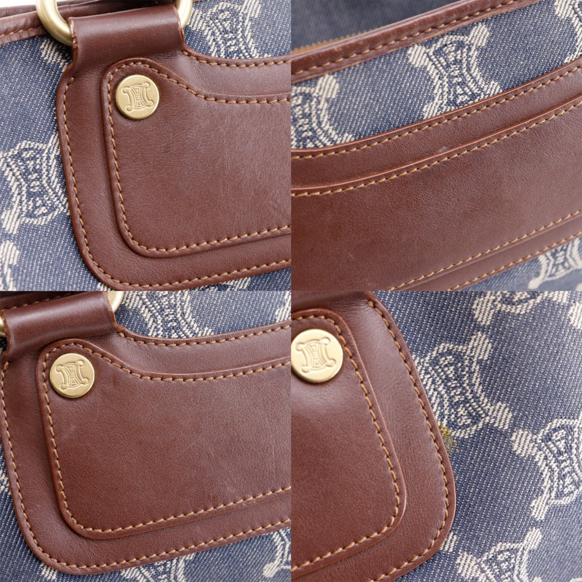 Celine Macadam Blue Brown Denim Handbag (Pre-Owned)