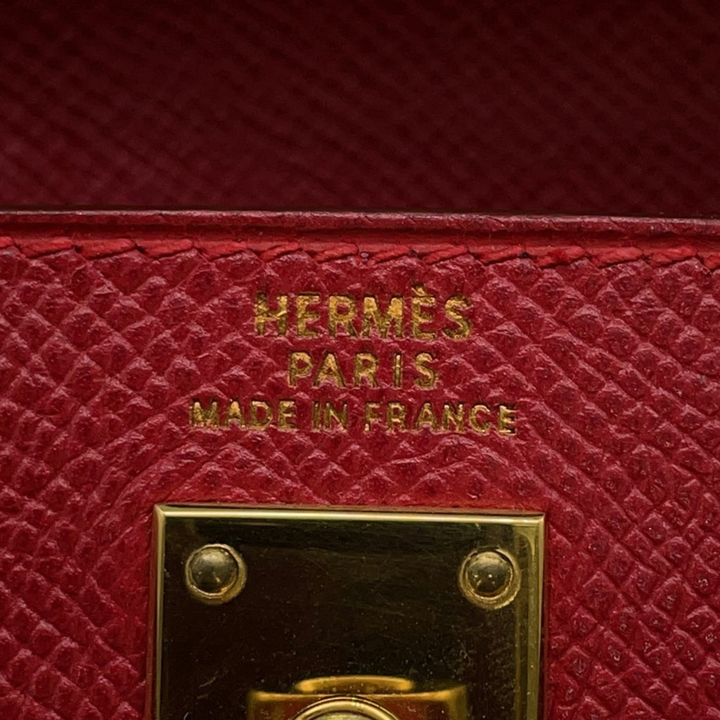 Hermes Kelly Rouge Vif Courchevel Leather Handbag (Pre-Owned)