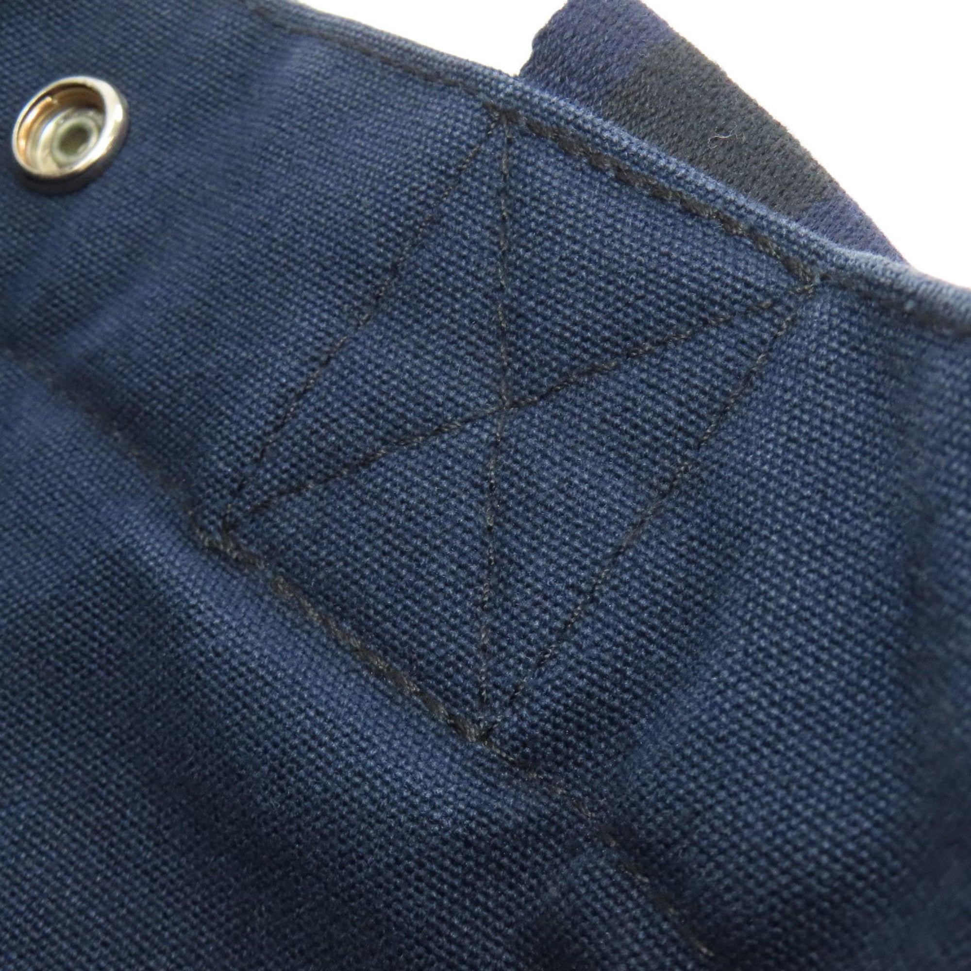Hermes Black Navy Canvas Handbag (Pre-Owned)