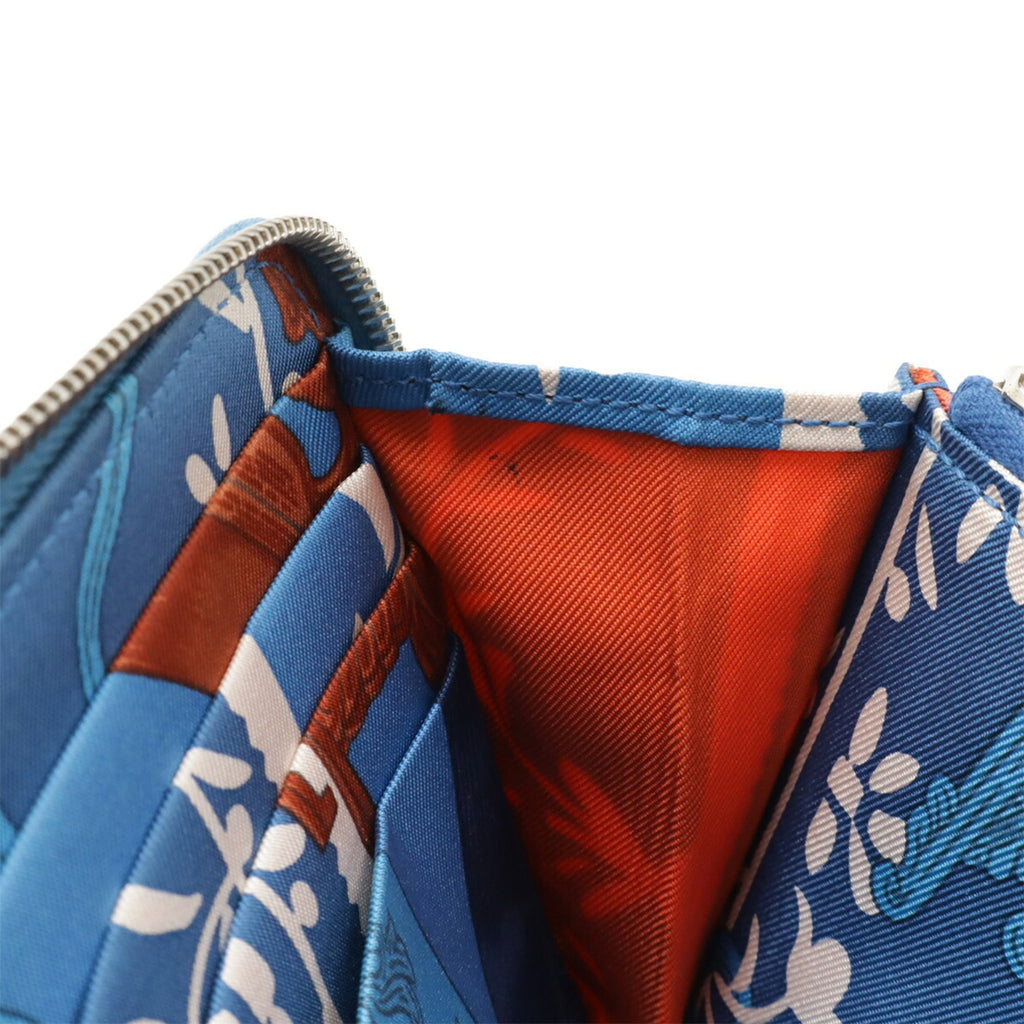 Hermes Silk'in Blue Epsom Leather Silk Long Wallet (Bi-Fold) (Pre-Owned)