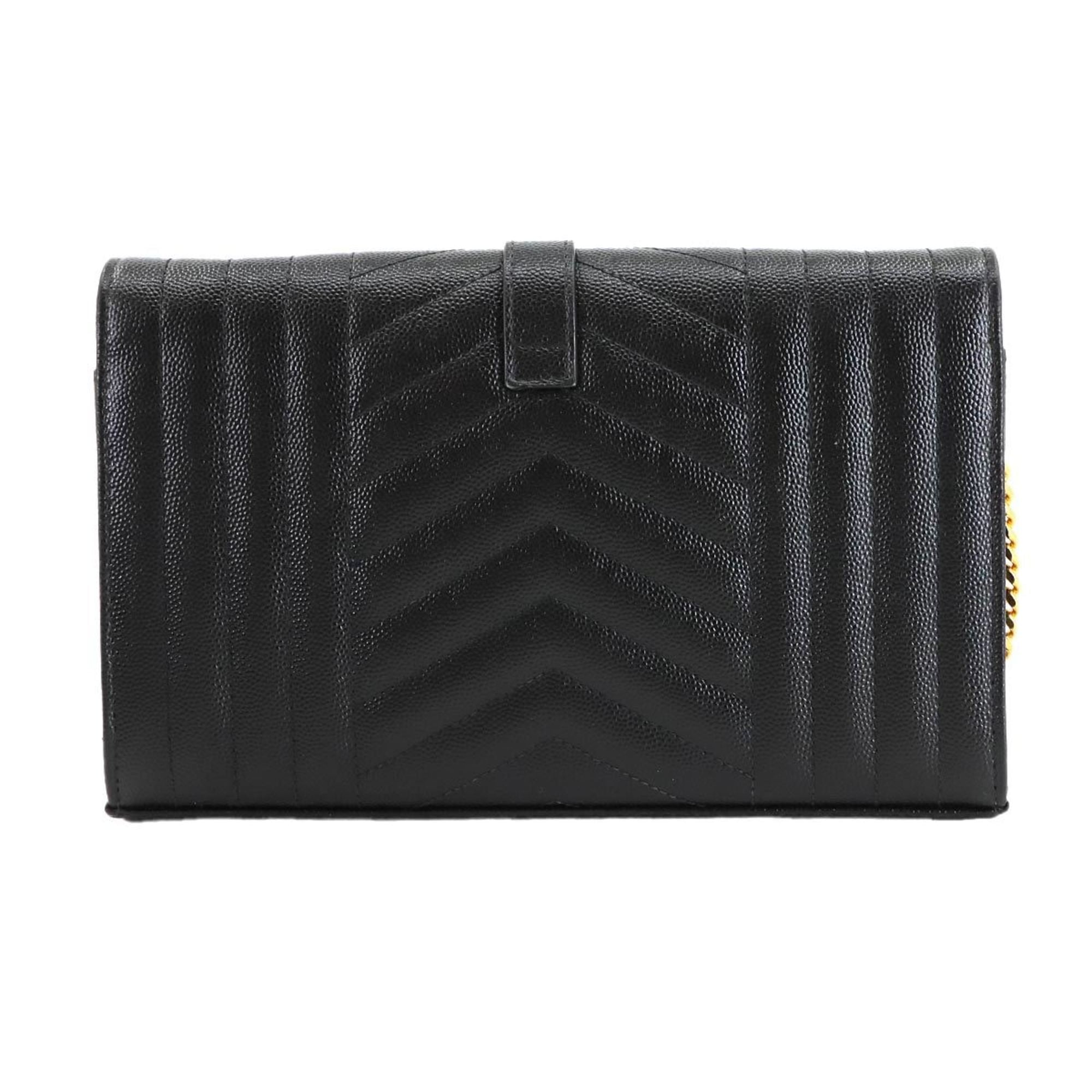 Saint Laurent Black Leather Chain/Shoulder Wallet (Pre-Owned)