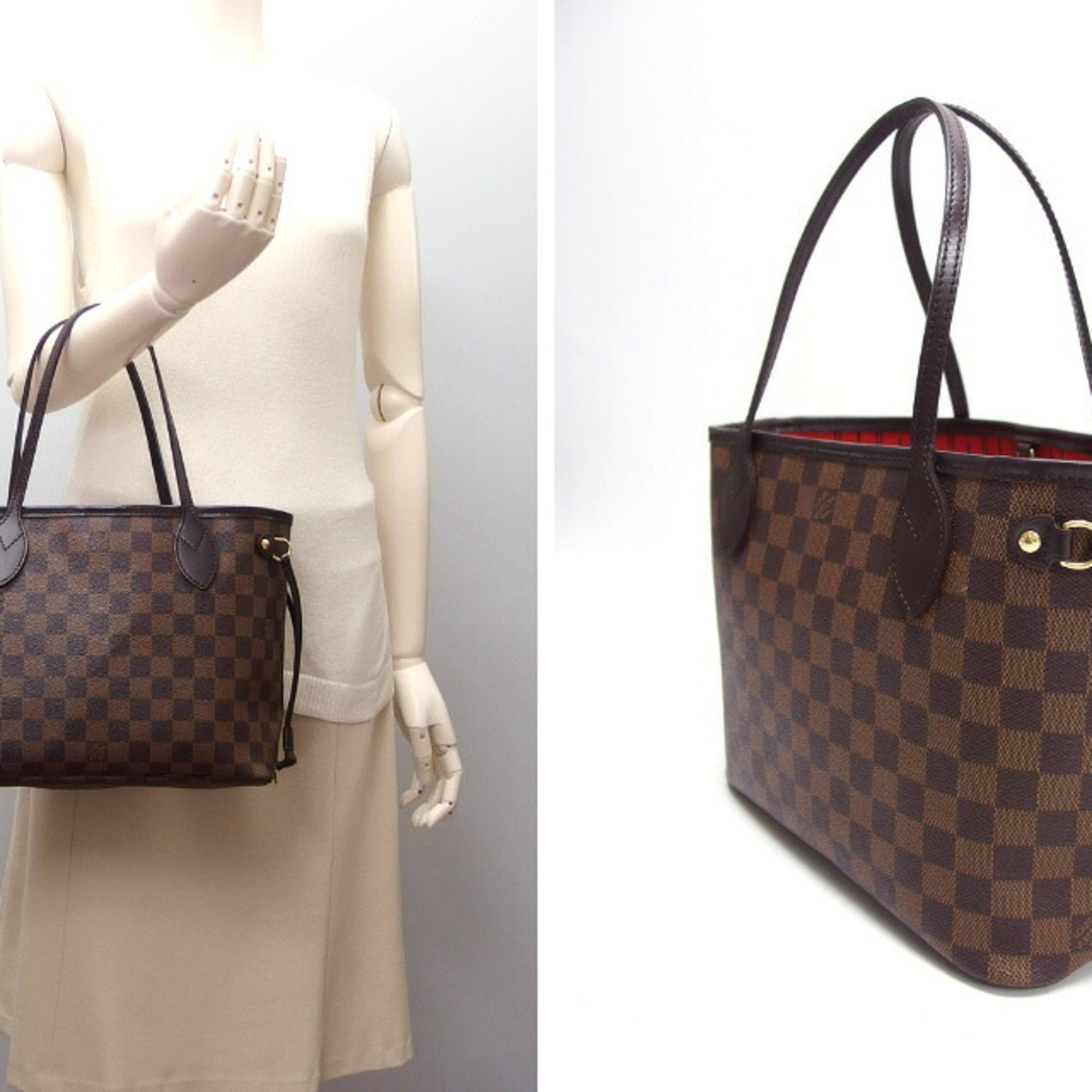 Louis Vuitton Brown Damier Canvas Leather Handbag Tote Bag (Pre-Owned)