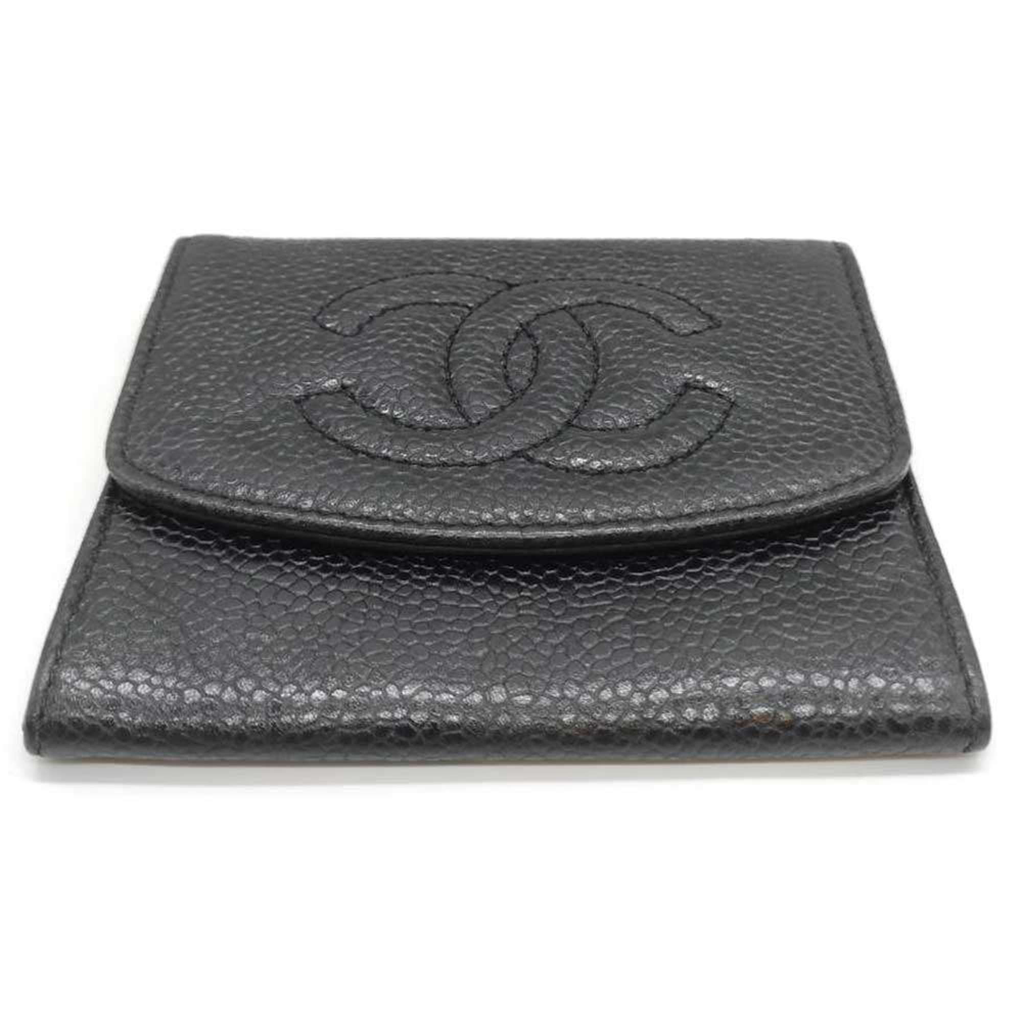 Chanel Black Grained Calfskin Coin Purse/Coin Case (Pre-Owned)
