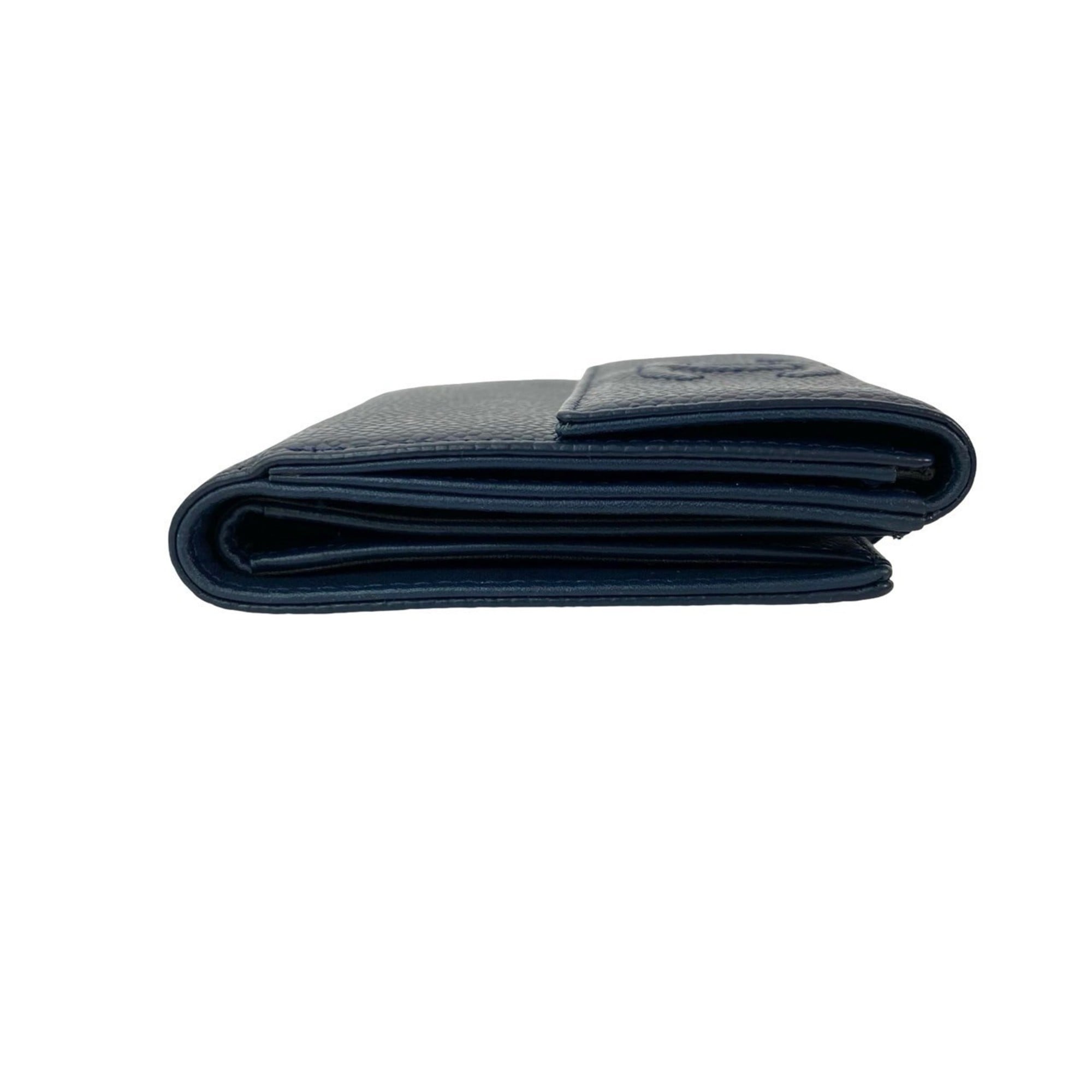 Chanel Navy Grained Calfskin Wallet (Bi-Fold) (Pre-Owned)