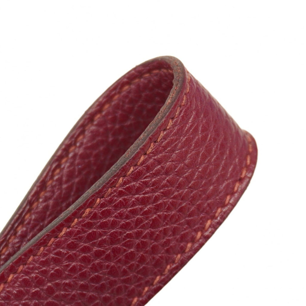 Hermes Rouge H Taurillon Clemence Leather Handbag (Pre-Owned)