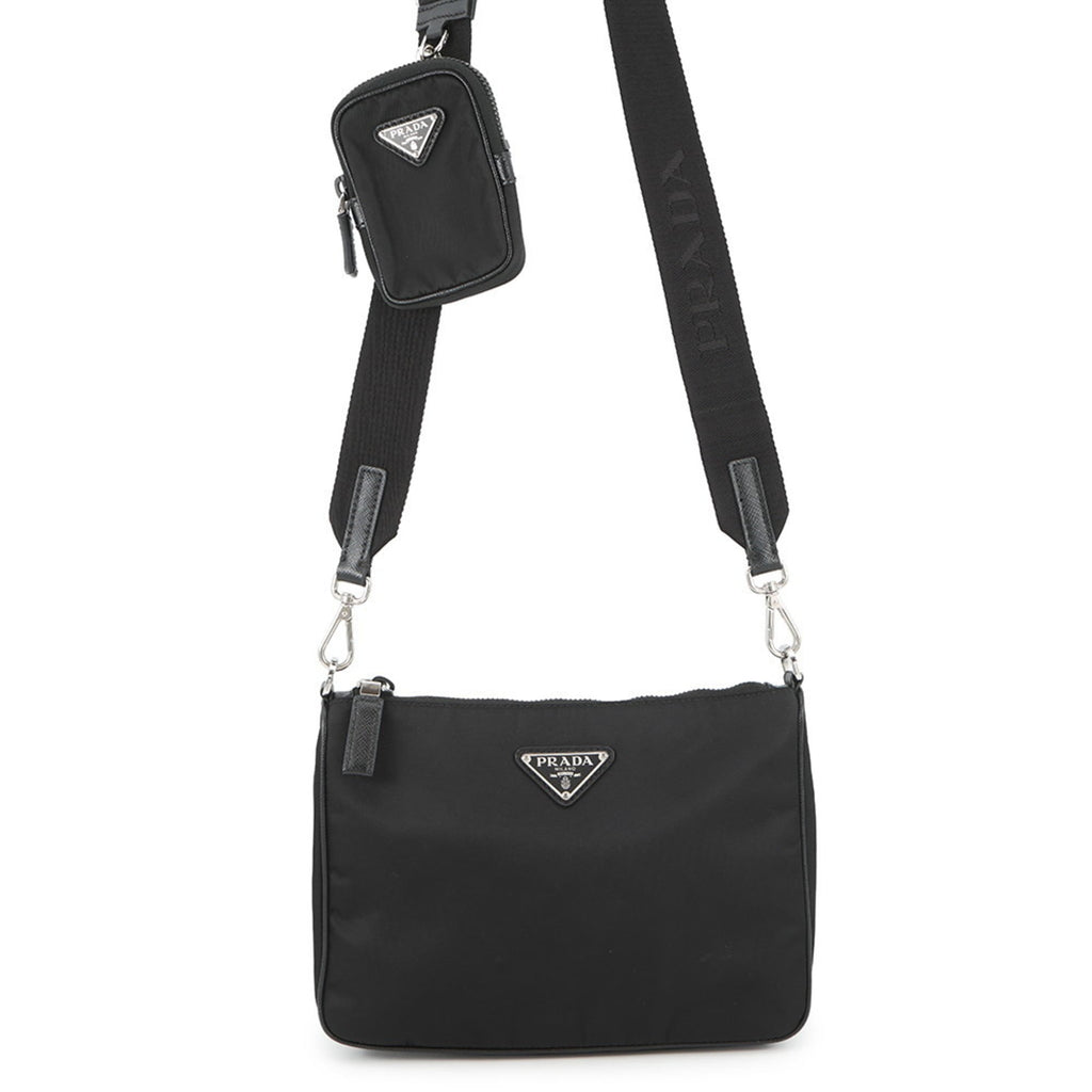 Prada Black Nylon Leather Shoulder Bag (Pre-Owned)