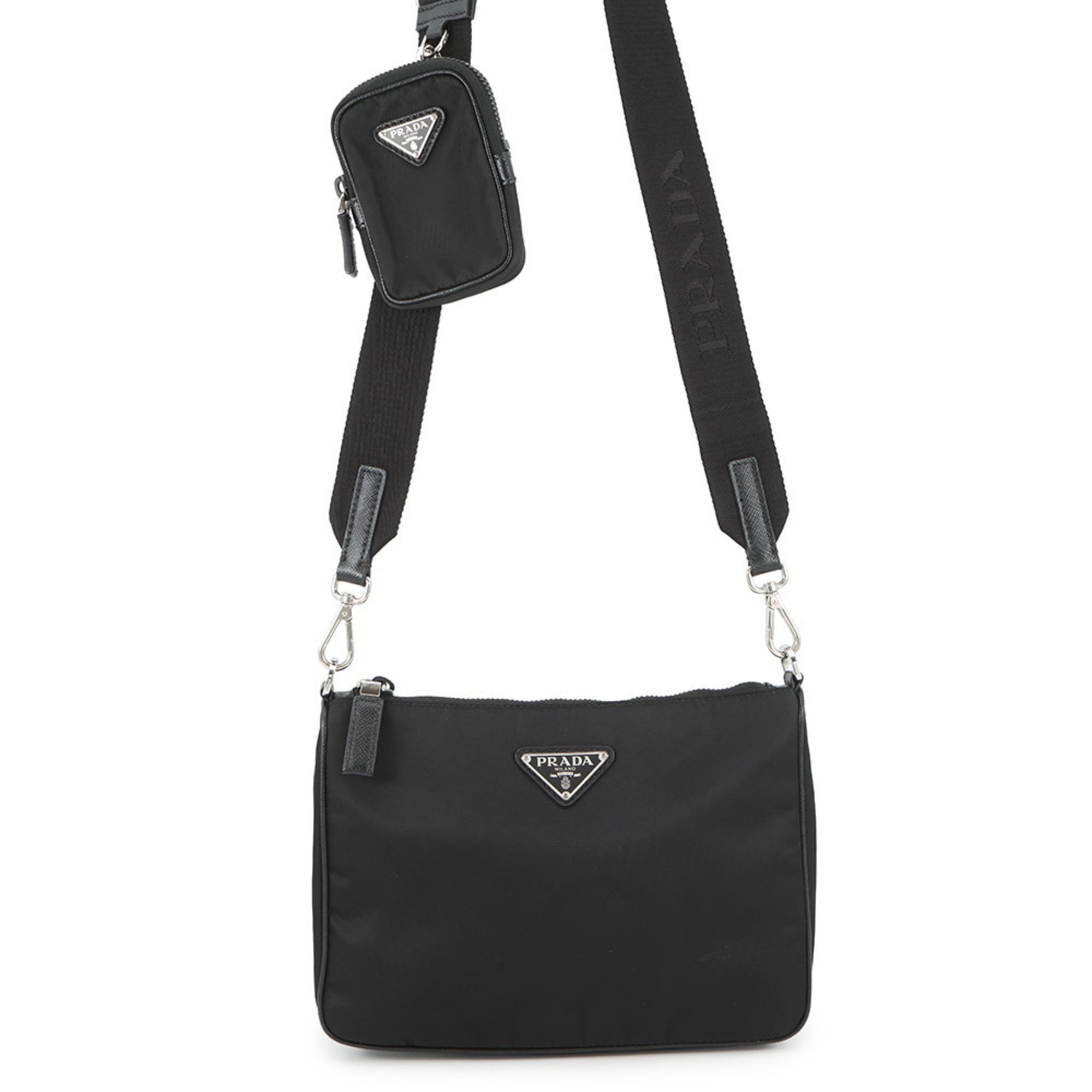 Prada Black Nylon Leather Shoulder Bag (Pre-Owned)