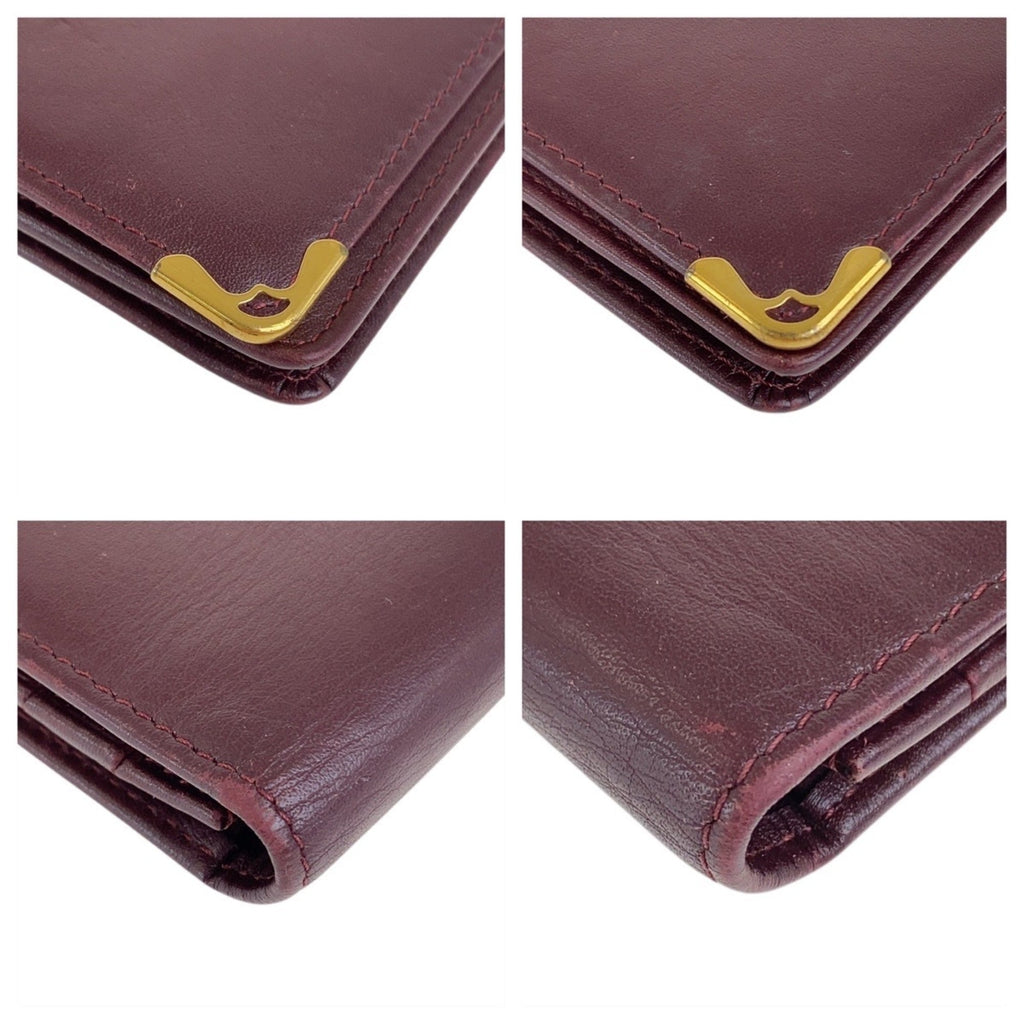 Cartier Wine Red Leather Long Wallet (Bi-Fold) (Pre-Owned)