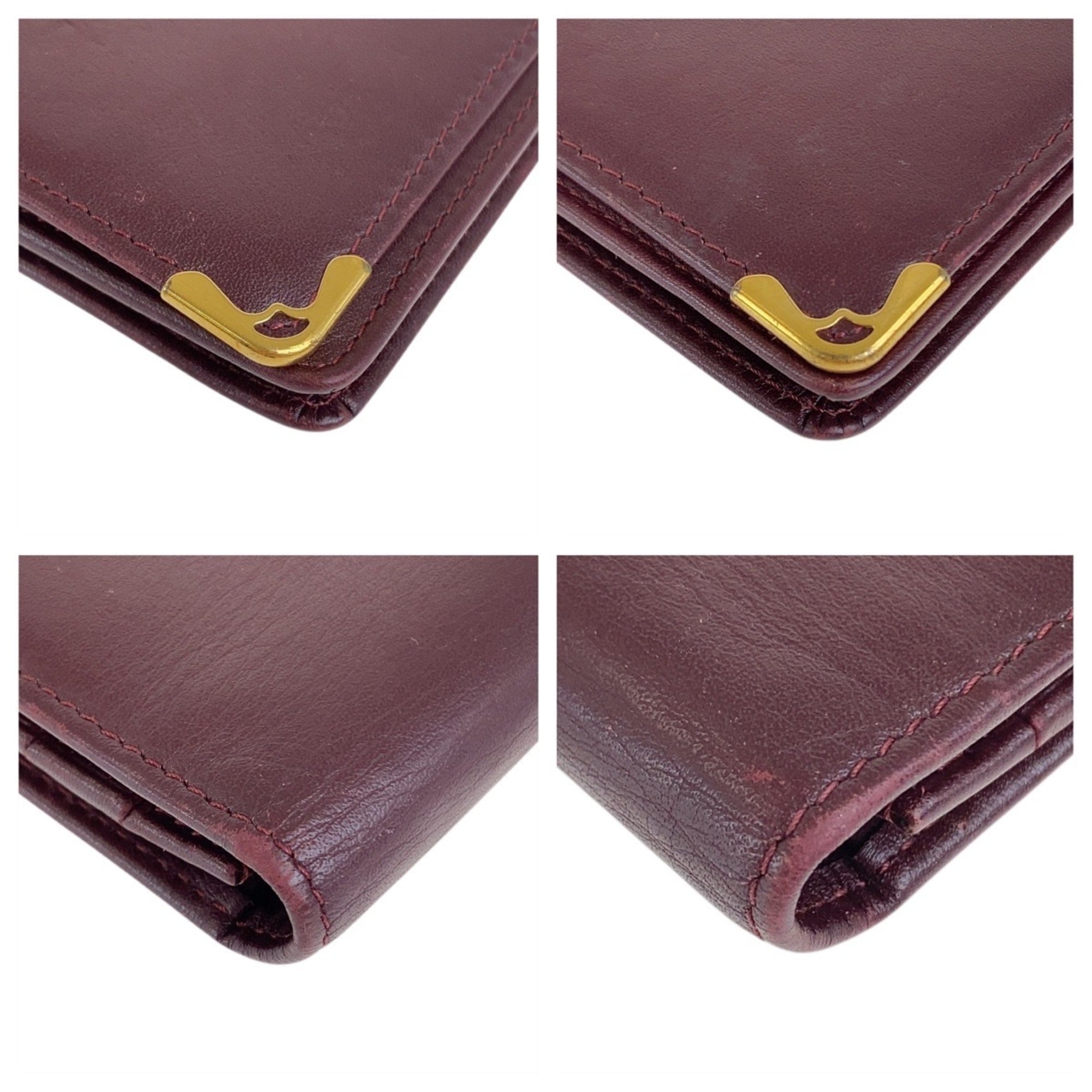 Cartier Wine Red Leather Long Wallet (Bi-Fold) (Pre-Owned)