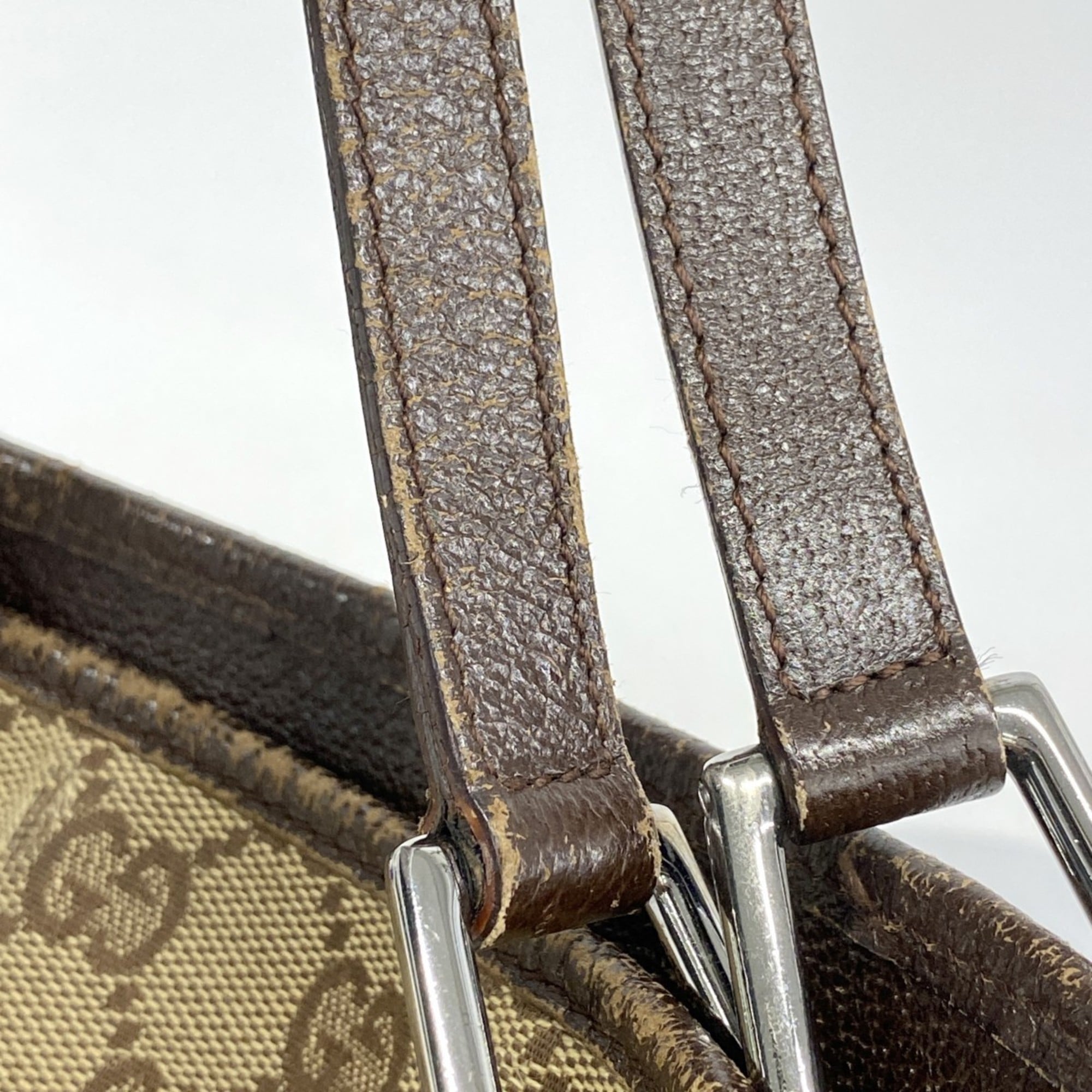 Gucci Beige Brown Canvas Tote Bag (Pre-Owned)