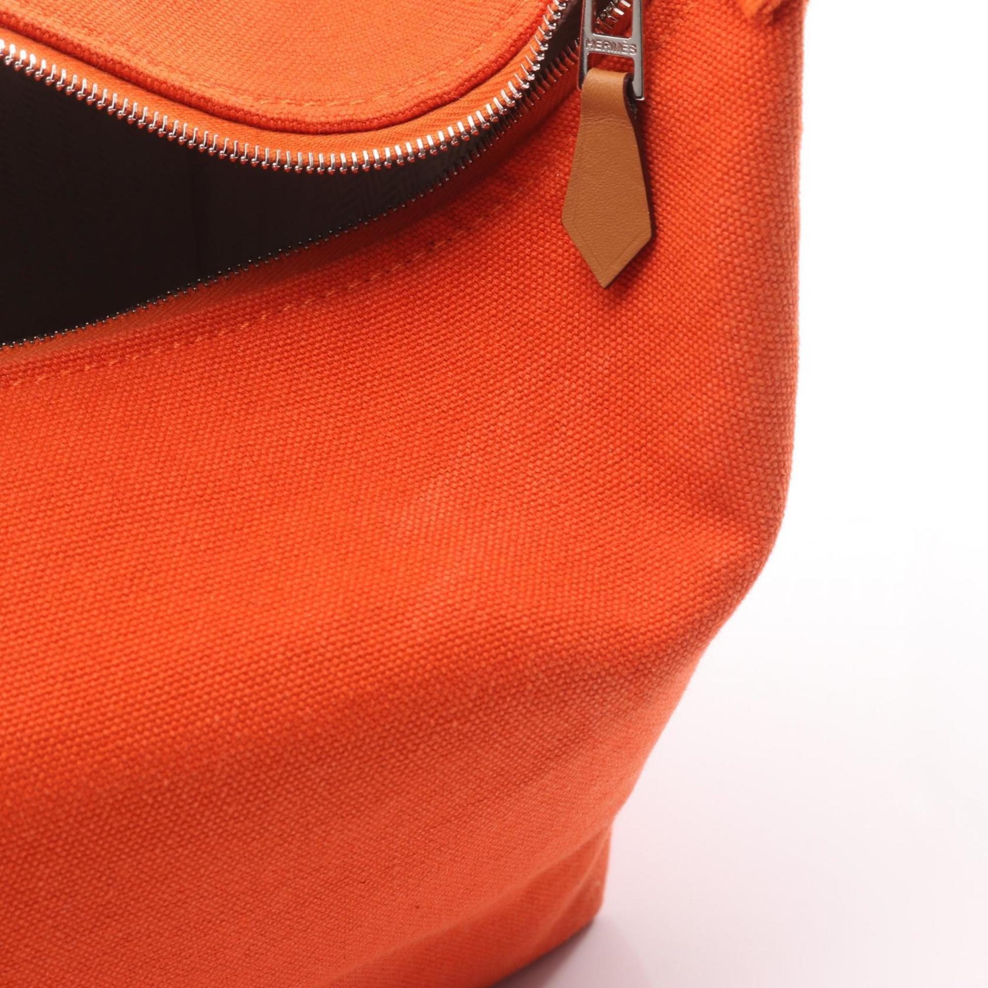 Hermes Feu Orange Canvas Handbag (Pre-Owned)