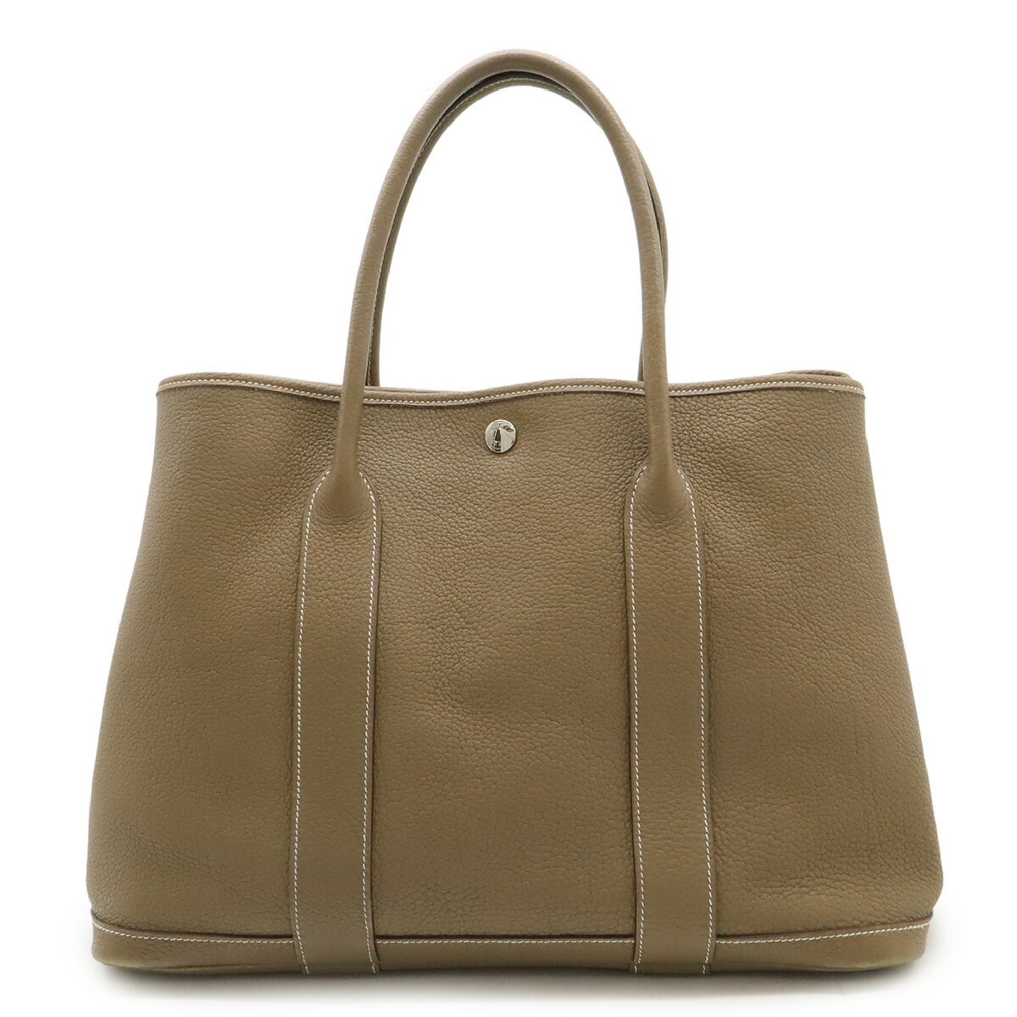 Hermes Garden Etoupe Gray Negonda Leather Handbag Tote Bag (Pre-Owned)