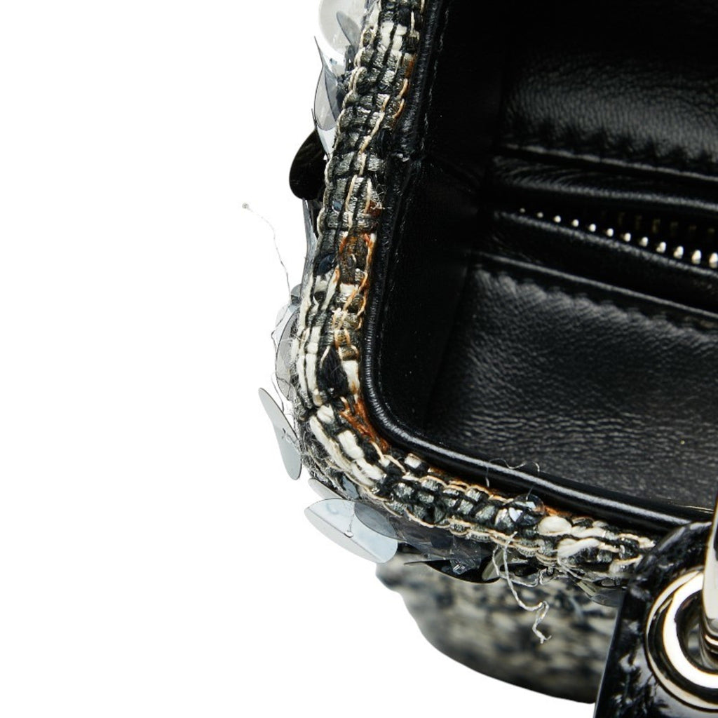 Christian Dior Black Multi-Color Tweed Leather Handbag (Pre-Owned)