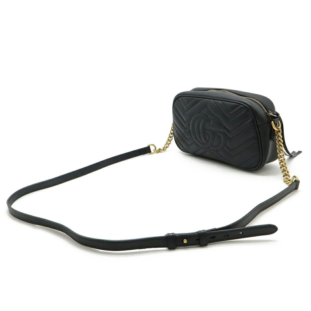 Gucci Gg Marmont Black Leather Pochette Shoulder Bag (Pre-Owned)