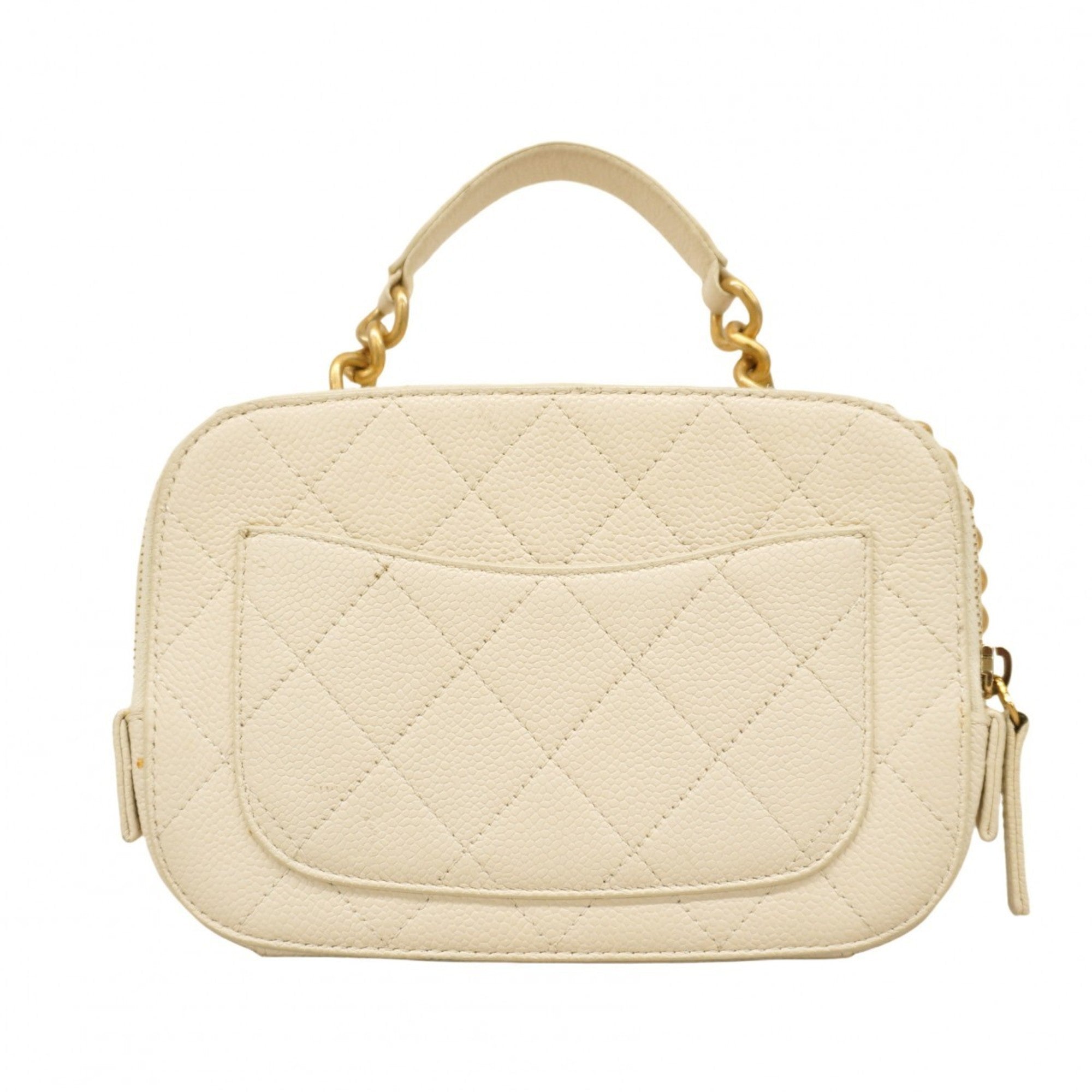 Chanel White Grained Calfskin Handbag (Pre-Owned)