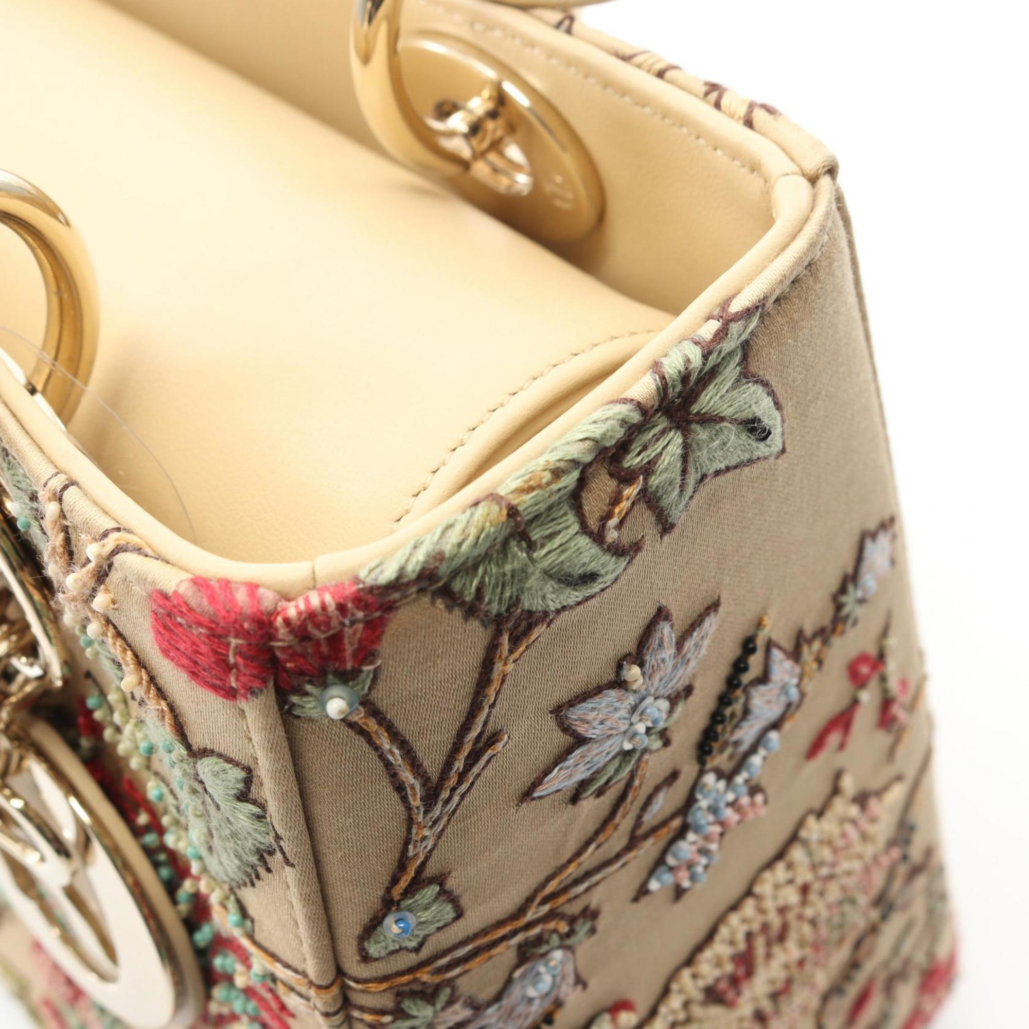 Christian Dior Beige Multi-Color Canvas Leather Handbag (Pre-Owned)