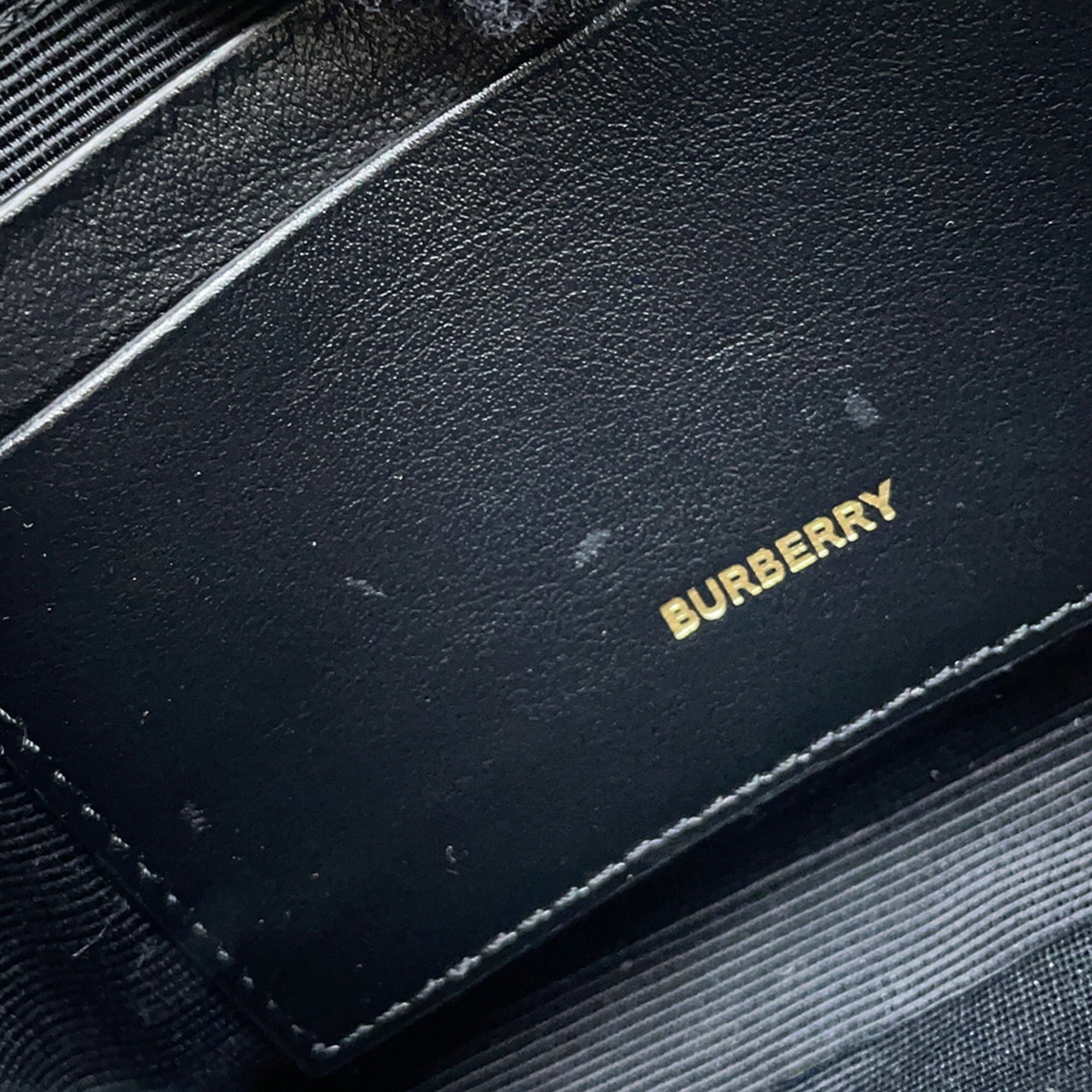 Burberry Black Brown White Pvc Leather Shoulder Bag (Pre-Owned)