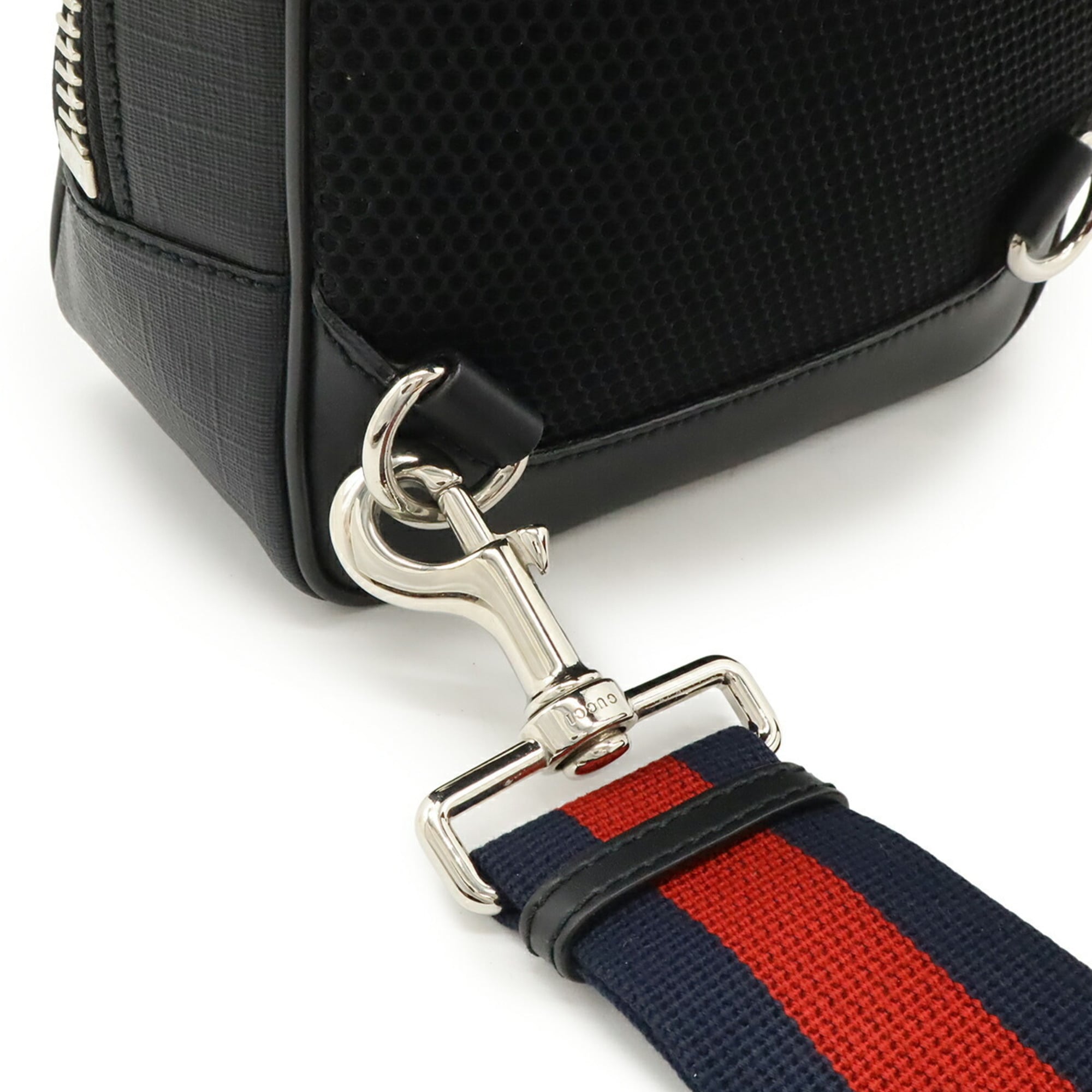 Gucci Black Gray Navy Red Color Gg Supreme Leather Shoulder Bag Sling Bag (Pre-Owned)