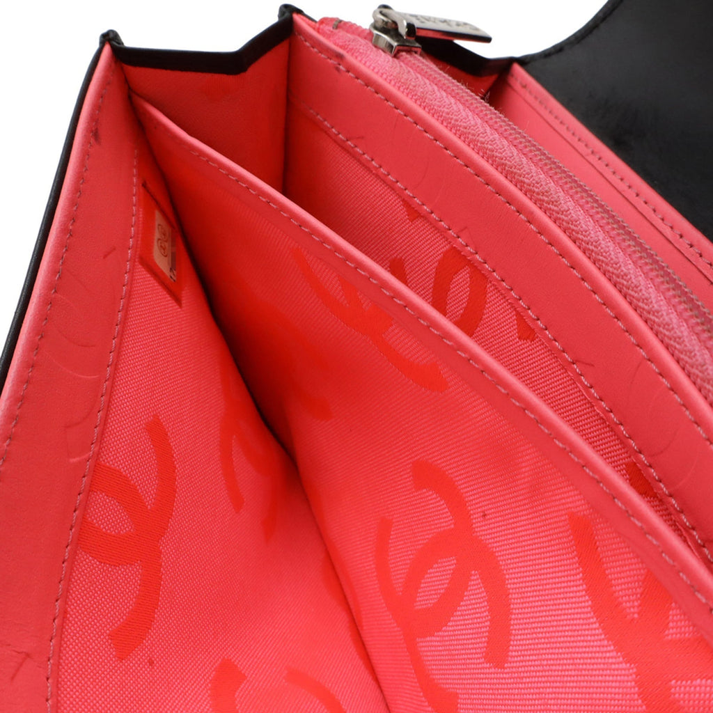Chanel Black Pink Leather Long Wallet (Bi-Fold) (Pre-Owned)