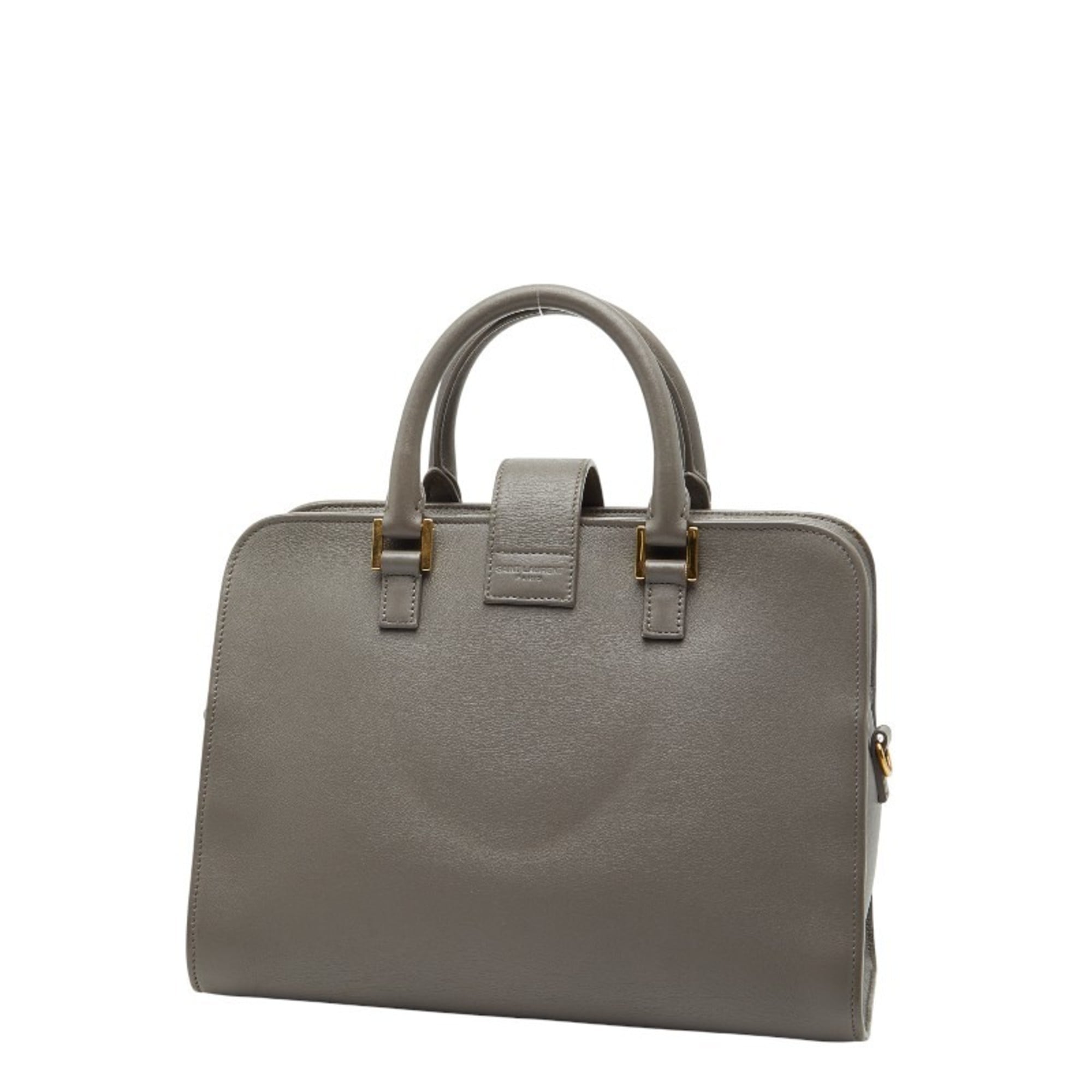 Saint Laurent Gray Leather Handbag Shoulder Bag (Pre-Owned)
