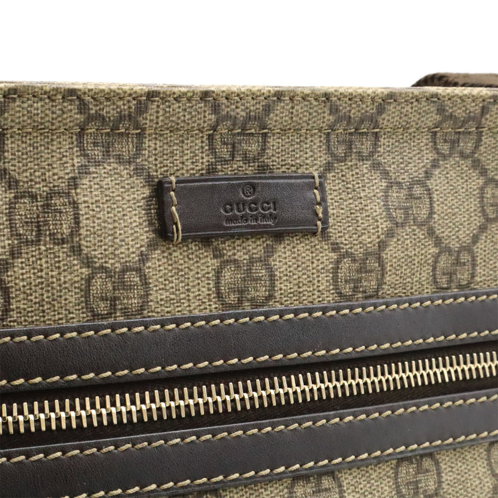 Gucci Beige Brown Dark Brown Khaki Gg Supreme Canvas Leather Shoulder Bag (Pre-Owned)