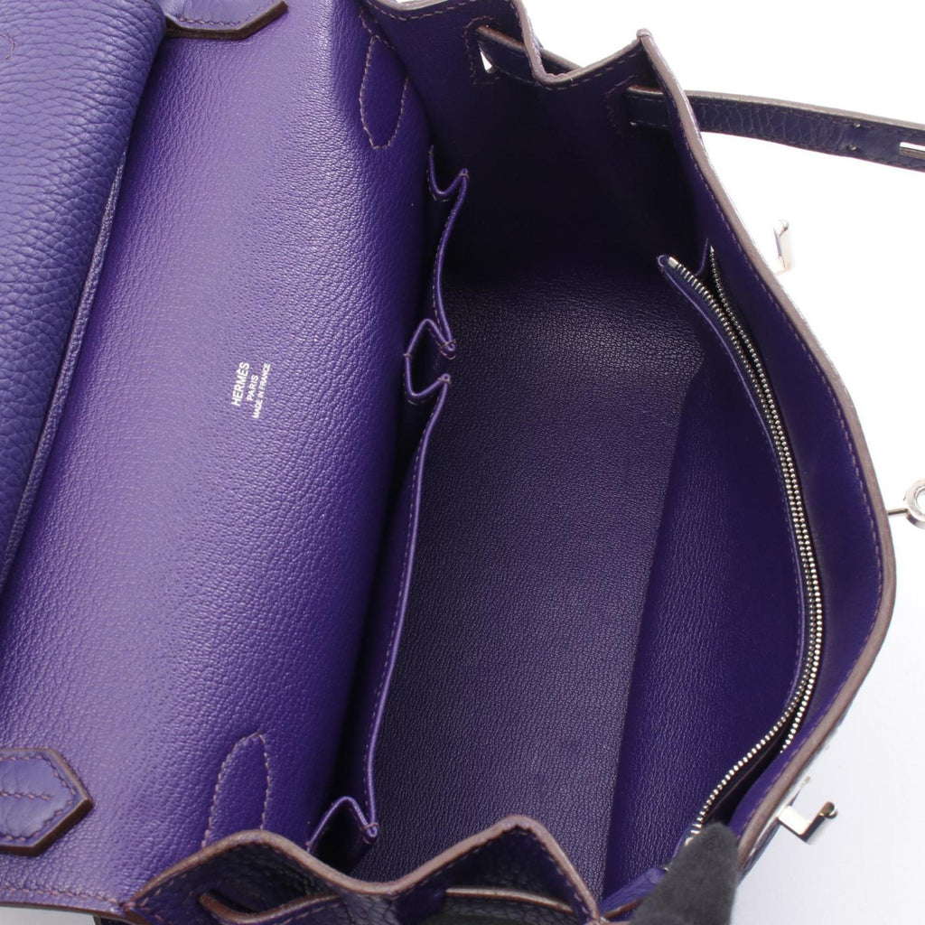 Hermes Iris Purple Taurillon Clemence Leather Leather Shoulder Bag (Pre-Owned)