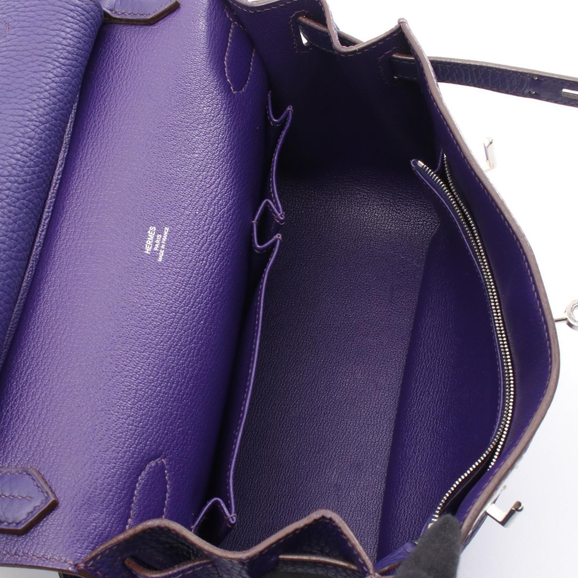 Hermes Iris Purple Taurillon Clemence Leather Leather Shoulder Bag (Pre-Owned)