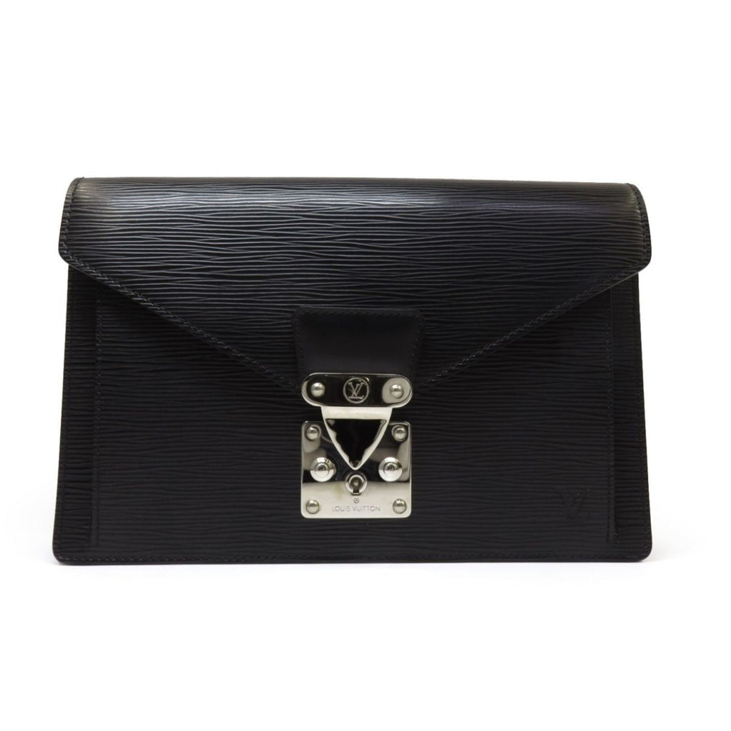 Louis Vuitton Noir Leather Clutch Bag Pochette (Pre-Owned)