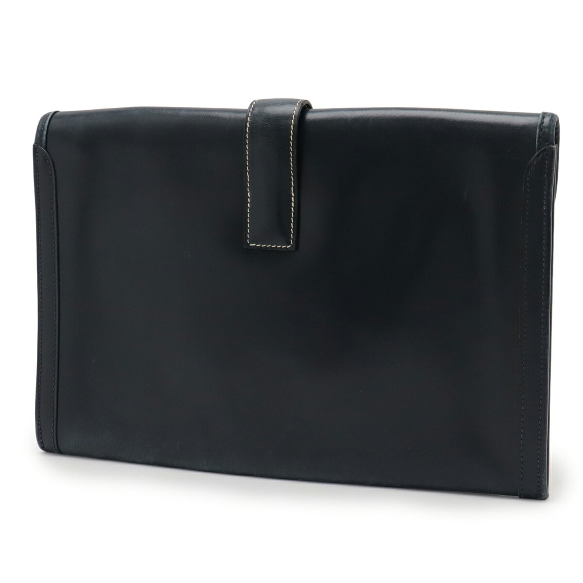 Hermes Dark Navy Navy Leather Clutch Bag (Pre-Owned)