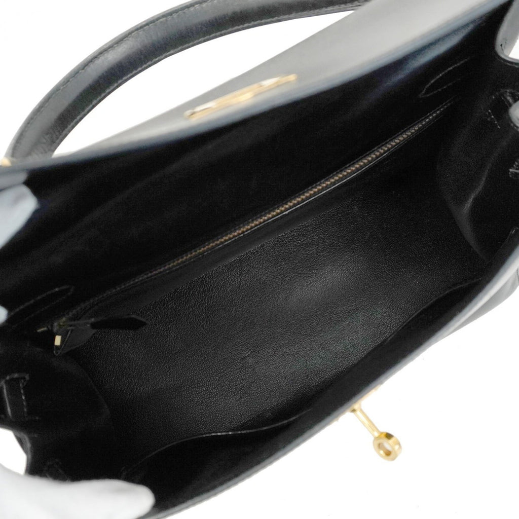 Hermes Black Box Calf Leather Handbag (Pre-Owned)