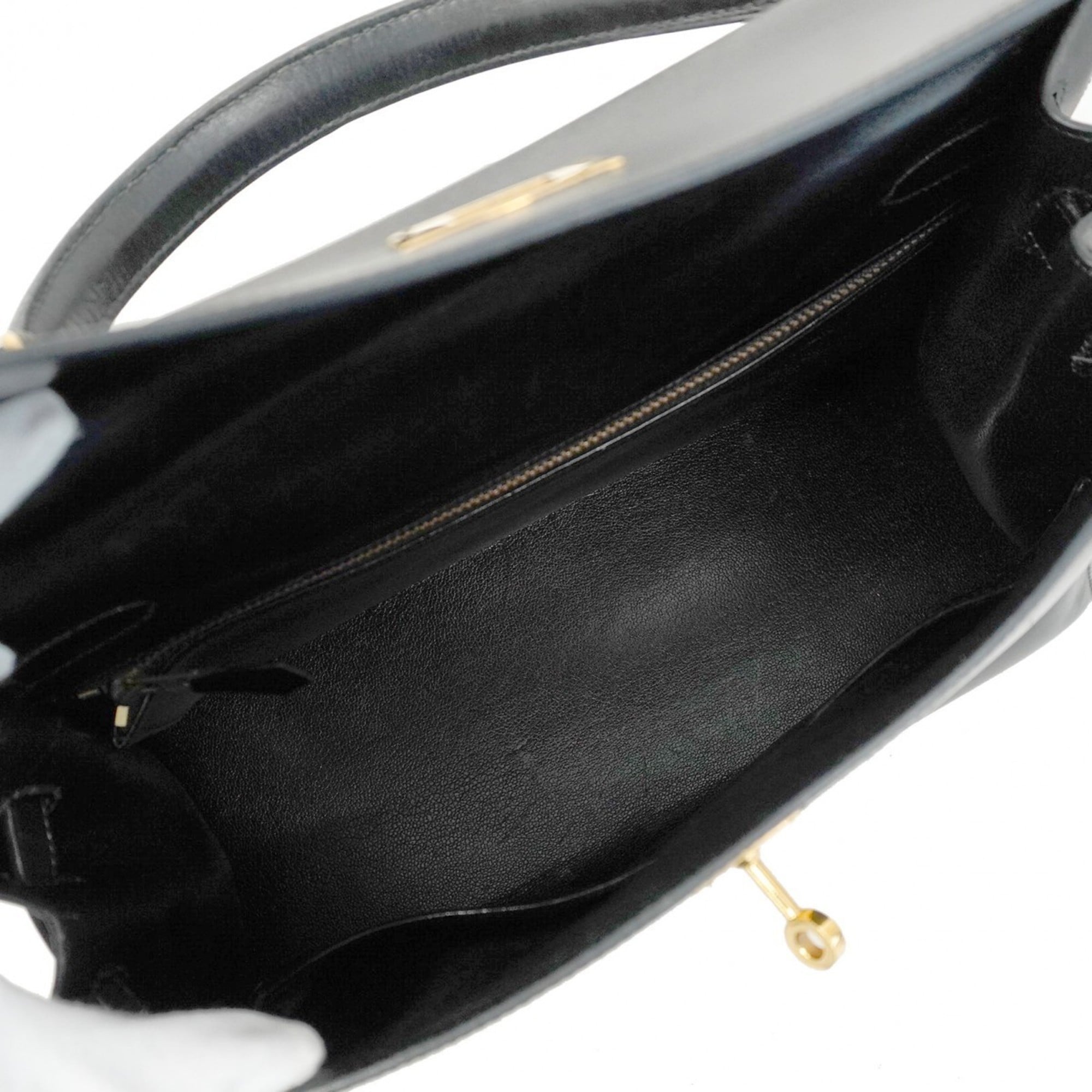 Hermes Black Box Calf Leather Handbag (Pre-Owned)