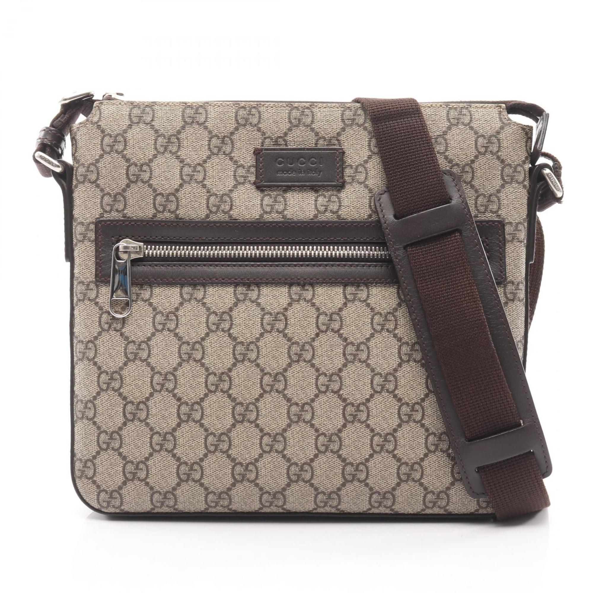 Gucci Beige Brown Gg Supreme Leather Shoulder Bag (Pre-Owned)