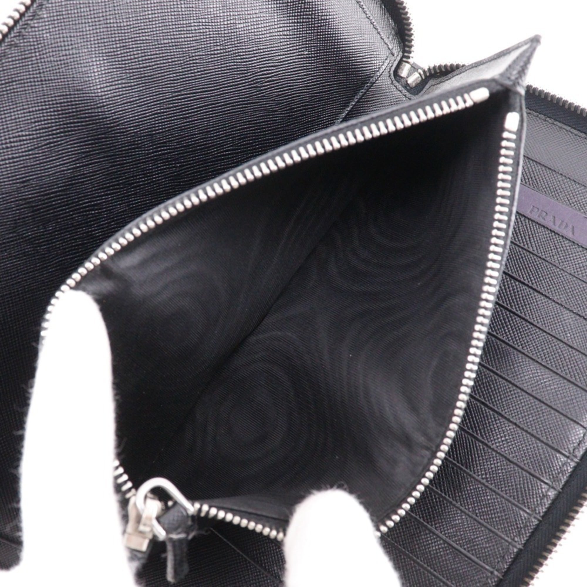 Prada Saffiano Black Saffiano Long Wallet (Bi-Fold) (Pre-Owned)