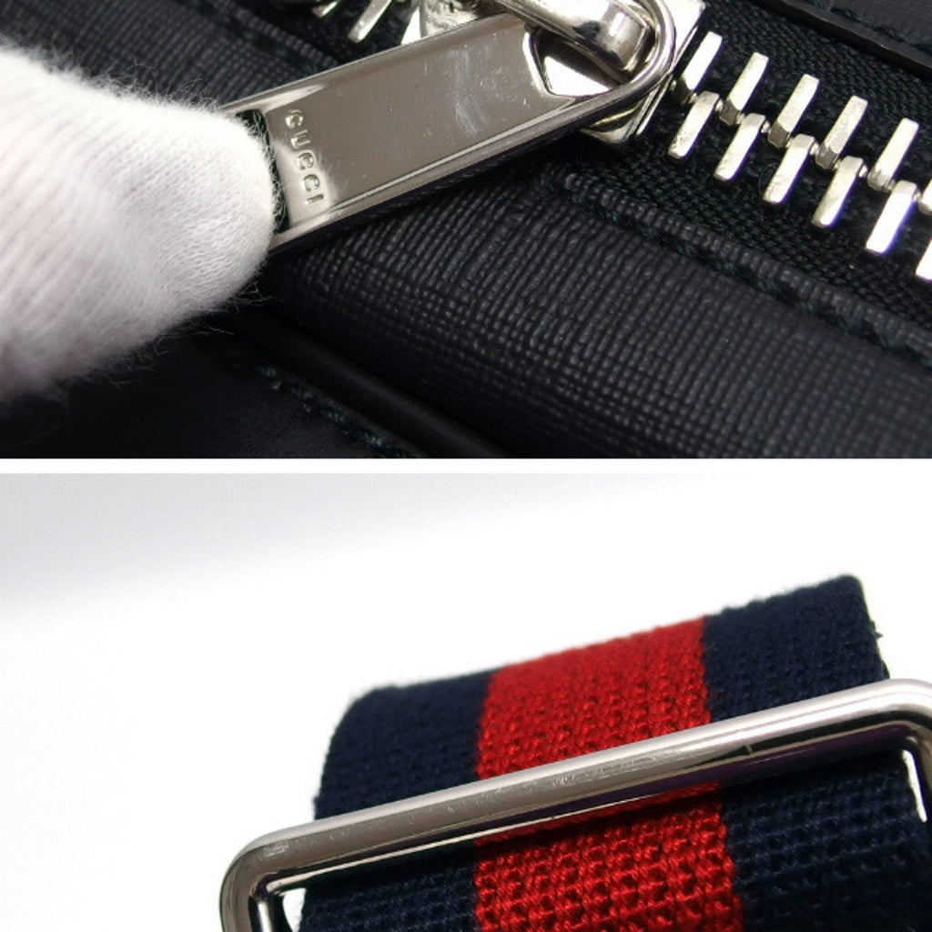 Gucci Black Navy Red Color Coated Canvas Leather Shoulder Bag Sling Bag (Pre-Owned)