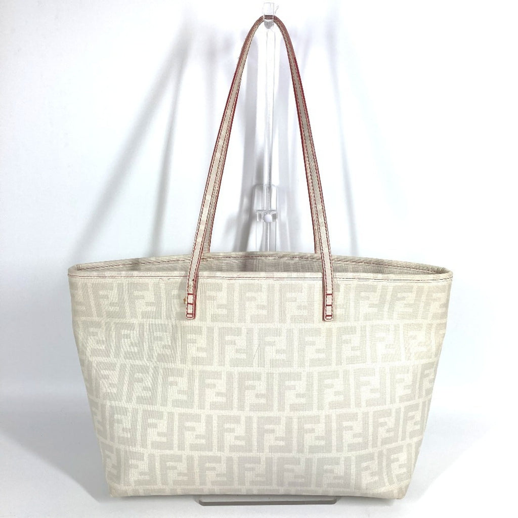 Fendi Zucca Red Color White Zucca Shoulder Bag Tote Bag (Pre-Owned)
