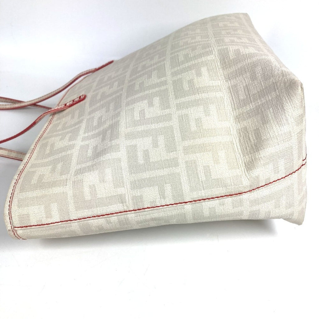 Fendi Zucca Red Color White Zucca Shoulder Bag Tote Bag (Pre-Owned)