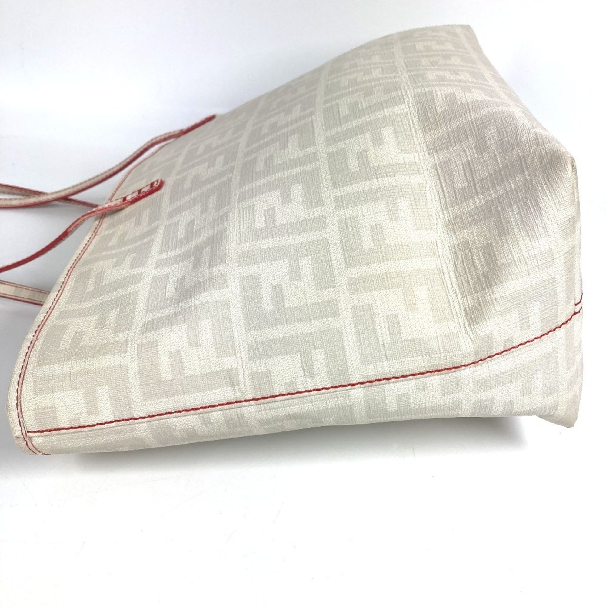 Fendi Zucca Red Color White Zucca Shoulder Bag Tote Bag (Pre-Owned)