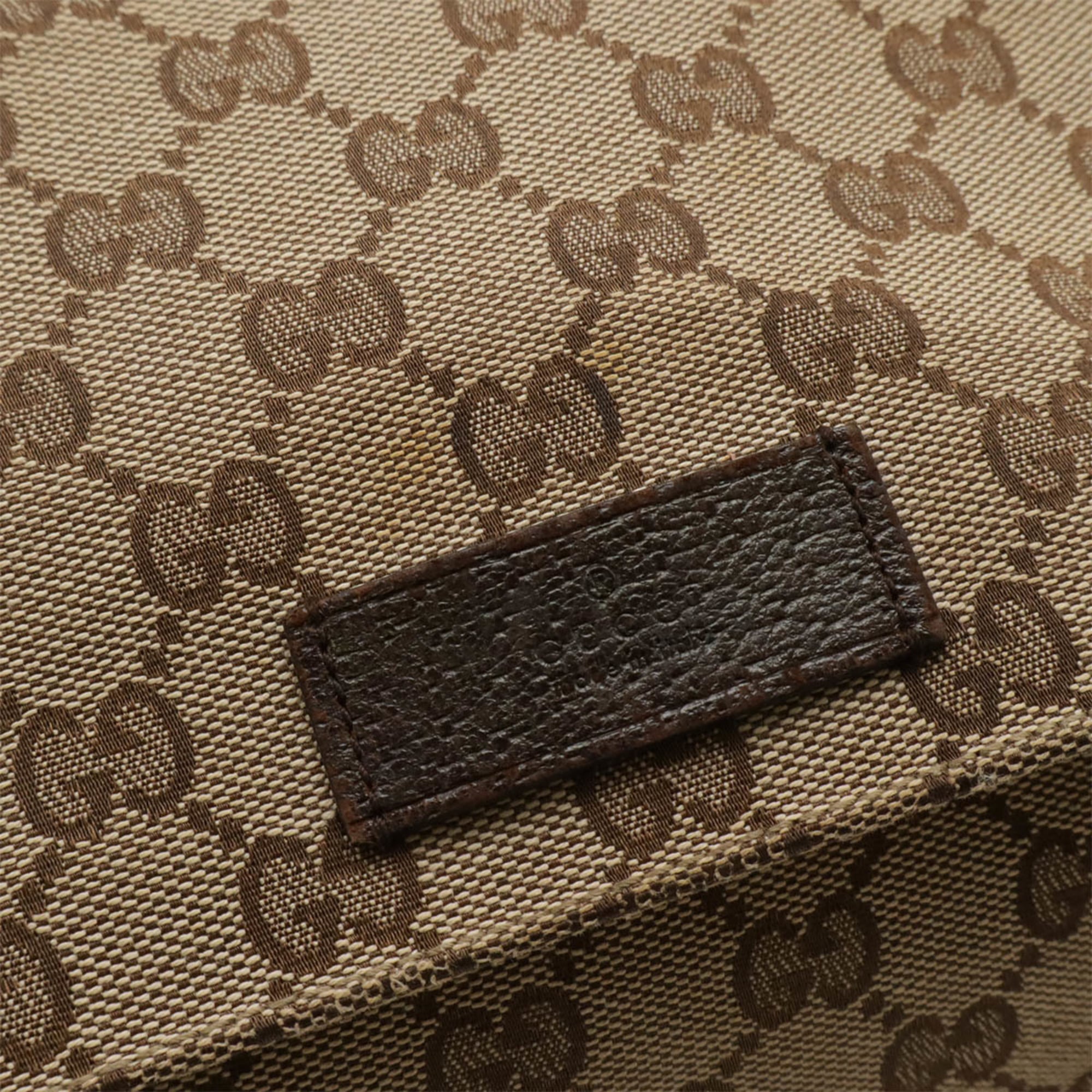 Gucci Gg Canvas Beige Dark Brown Khaki Gg Canvas Leather Shoulder Bag (Pre-Owned)
