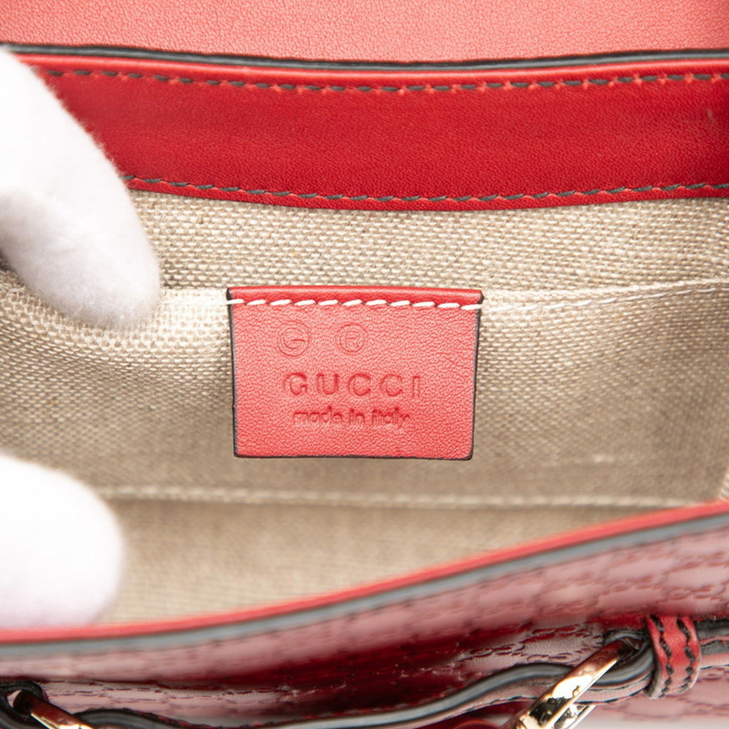 Gucci Red Color Leather Shoulder Bag (Pre-Owned)