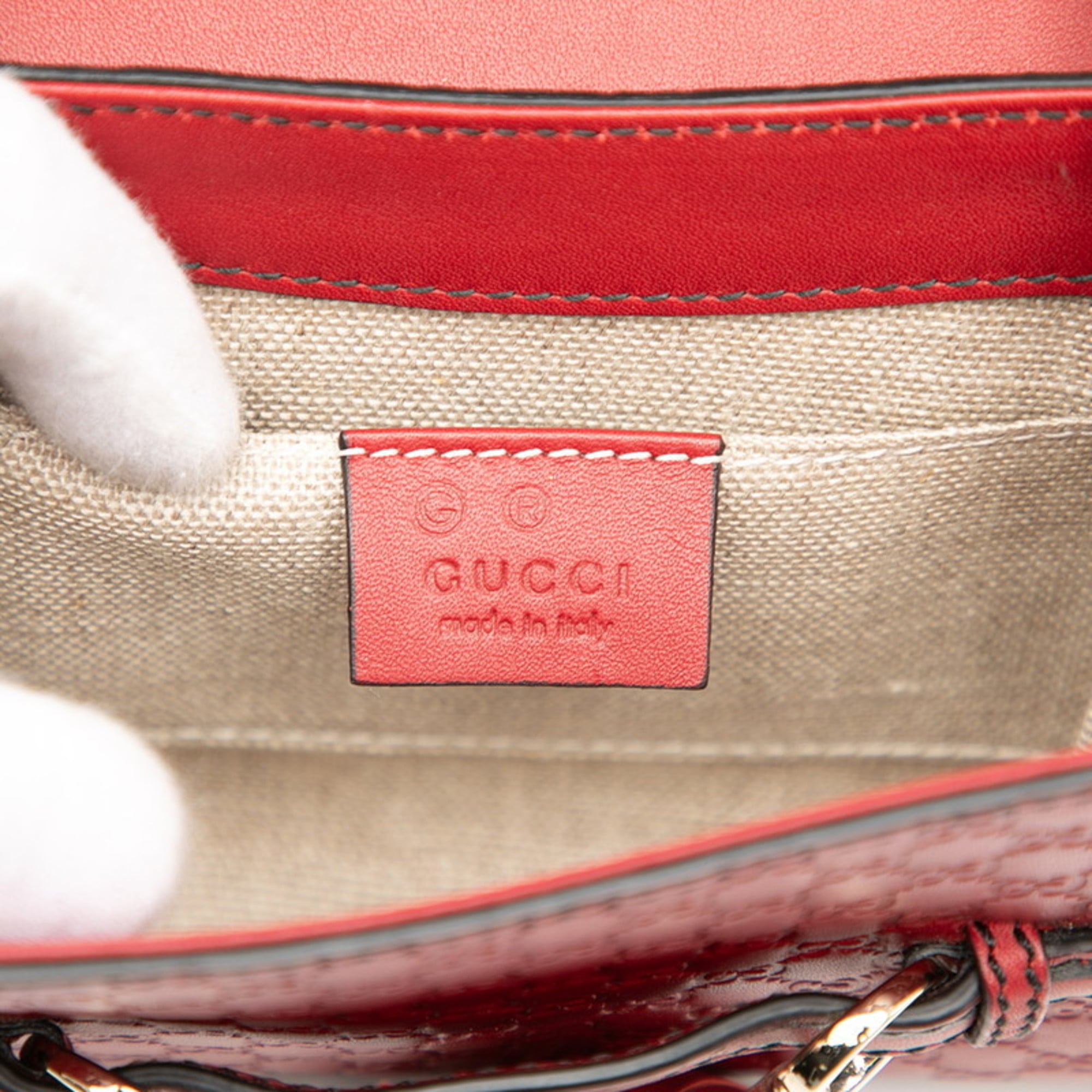 Gucci Red Color Leather Shoulder Bag (Pre-Owned)