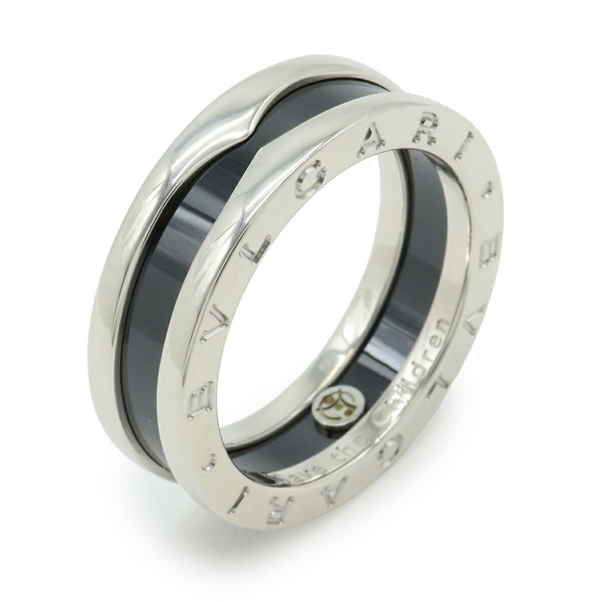 Bvlgari B.Zero1 Silver Black Ceramic Silver 925 Band Ring (Pre-Owned)
