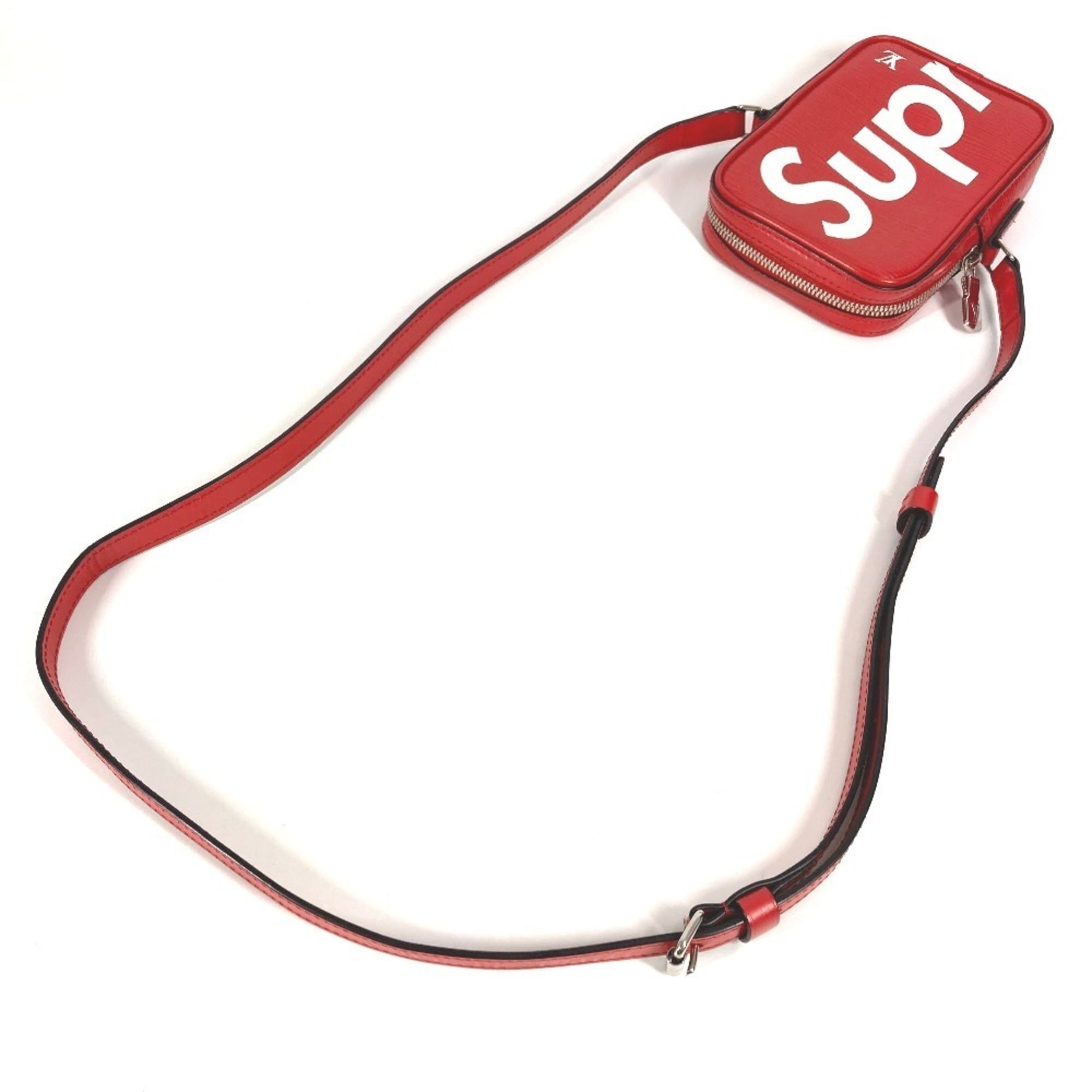 Louis Vuitton Red Color White Epi Leather Pochette Shoulder Bag (Pre-Owned)