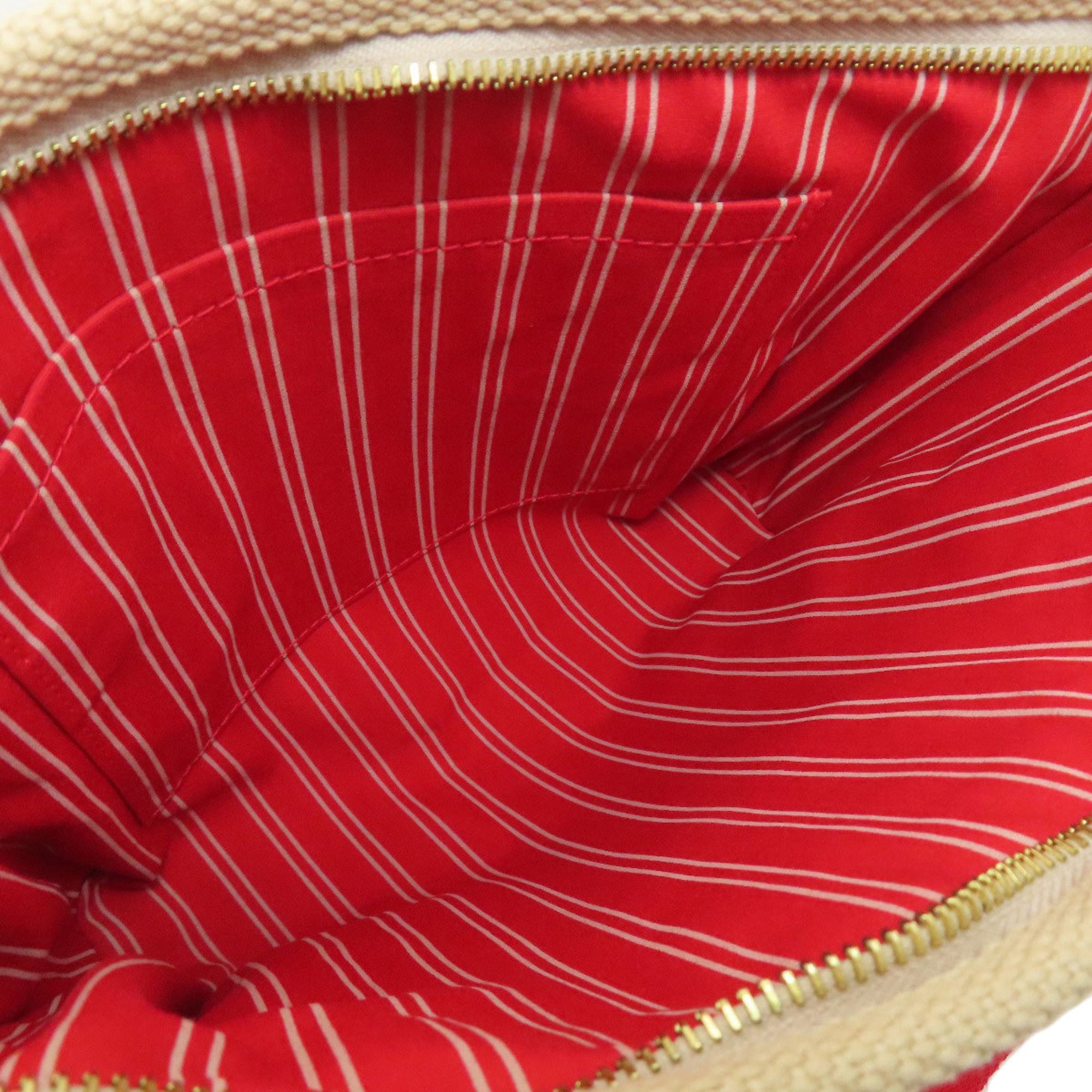 Louis Vuitton Beige Red Color Canvas Handbag (Pre-Owned)